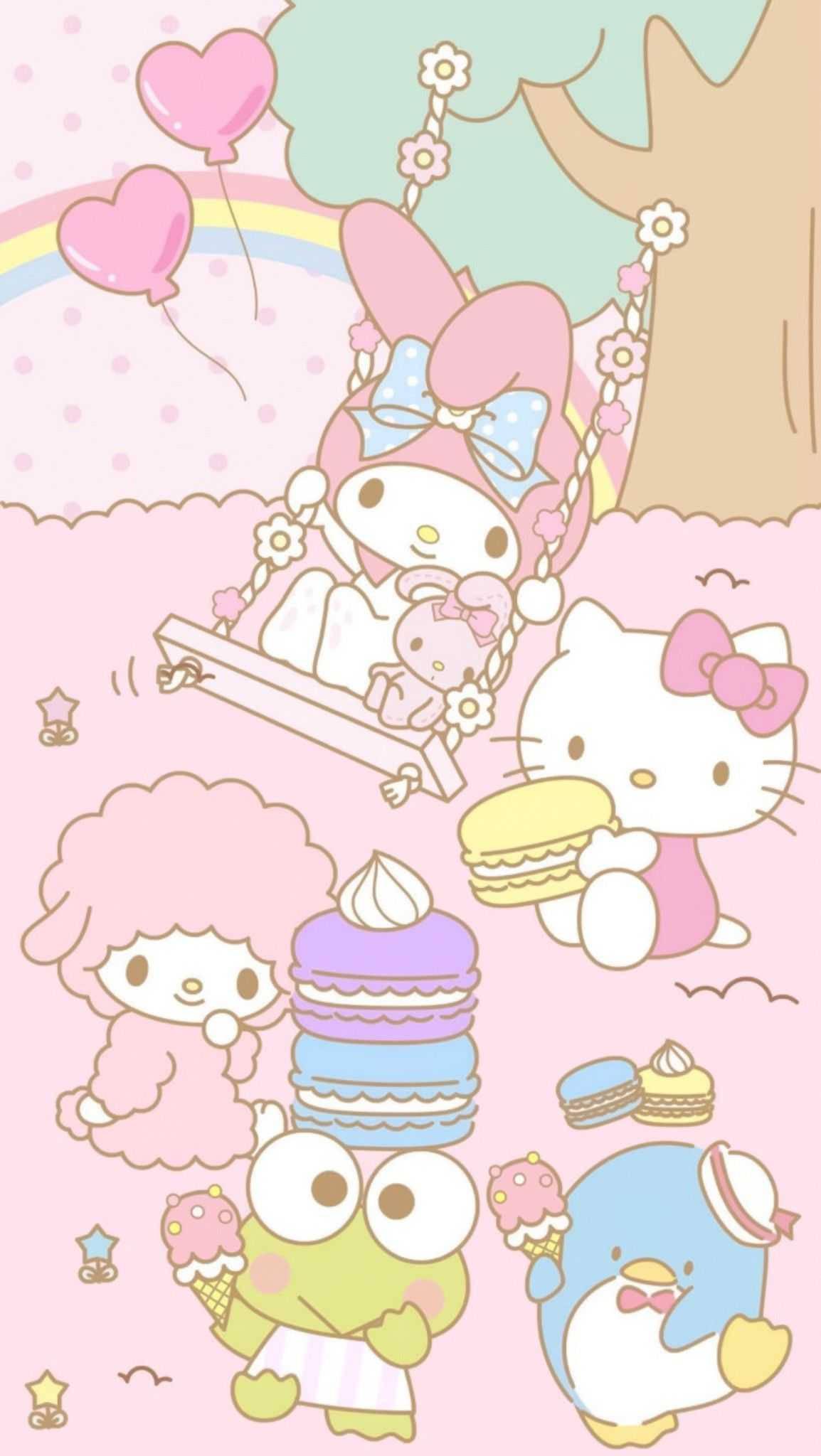 My Melody Playing With Friends — 1154x2048 wallpaper