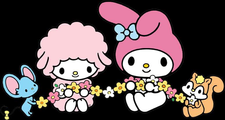 My Melodyand Friends Flower Garland — 773x414 wallpaper