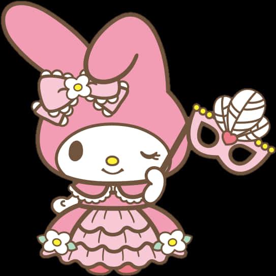My Melodyin Pink Dresswith Mask — 543x543 wallpaper