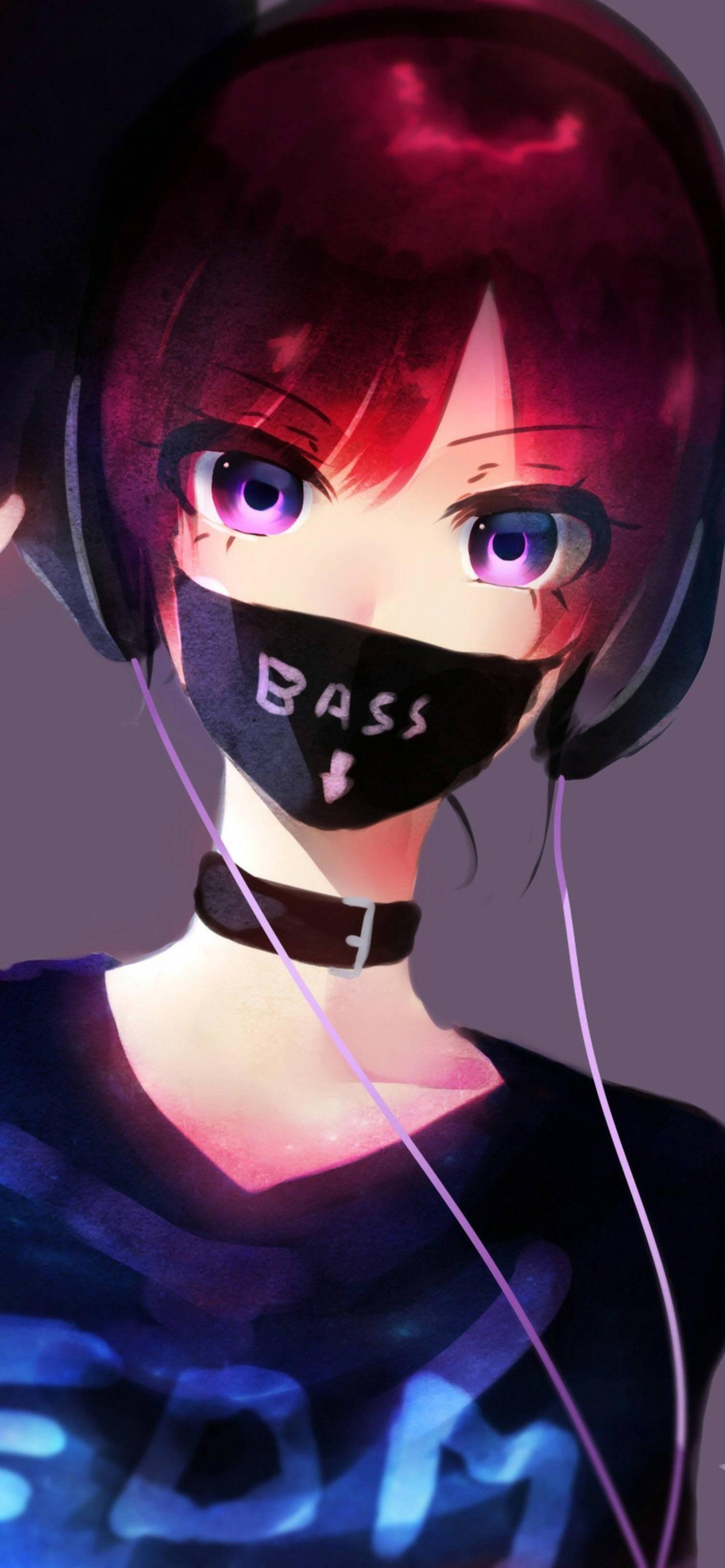 Mysterious Anime Girl in Black Mask - 4K iPhone Wallpaper — 1502x3250 wallpaper