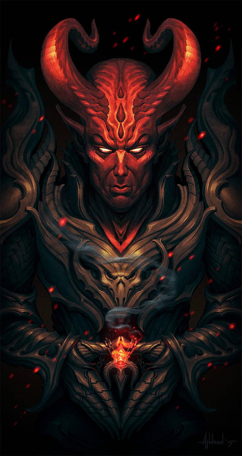 Mysterious Dark Devil in Full Armor — 800x1508 wallpaper