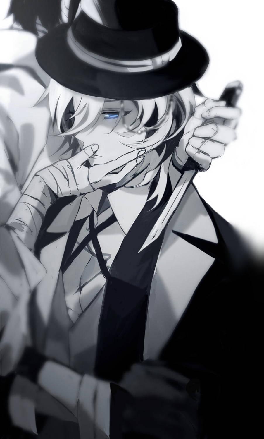 Nakahara Chuuya Sad Boy Cartoon Held At Knifepoint — 903x1500 wallpaper