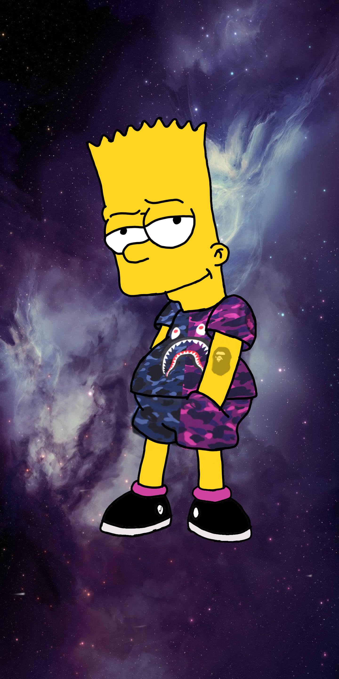 Naughty Bart Simpson In Space — 1440x2880 wallpaper