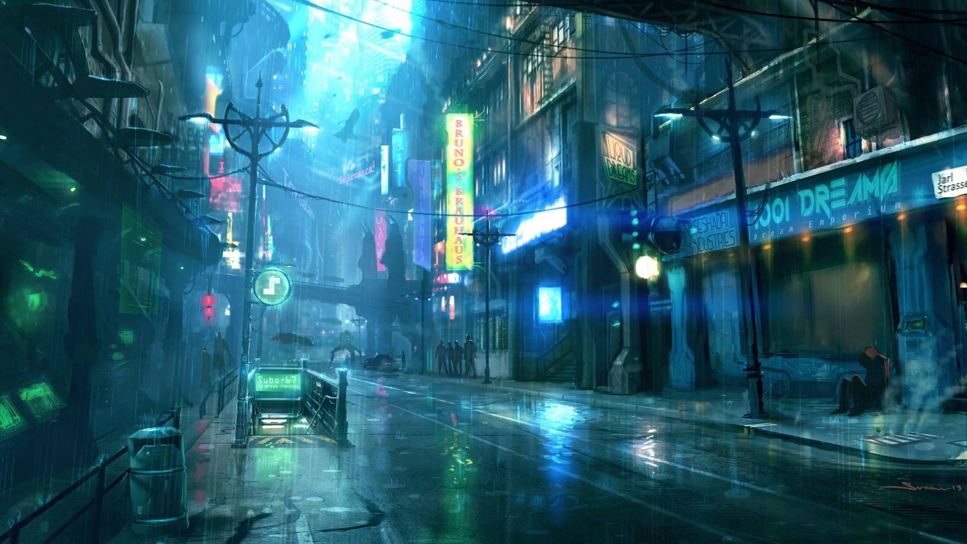 Neon-Lit Cyberpunk Cityscape — 1920x1080 wallpaper
