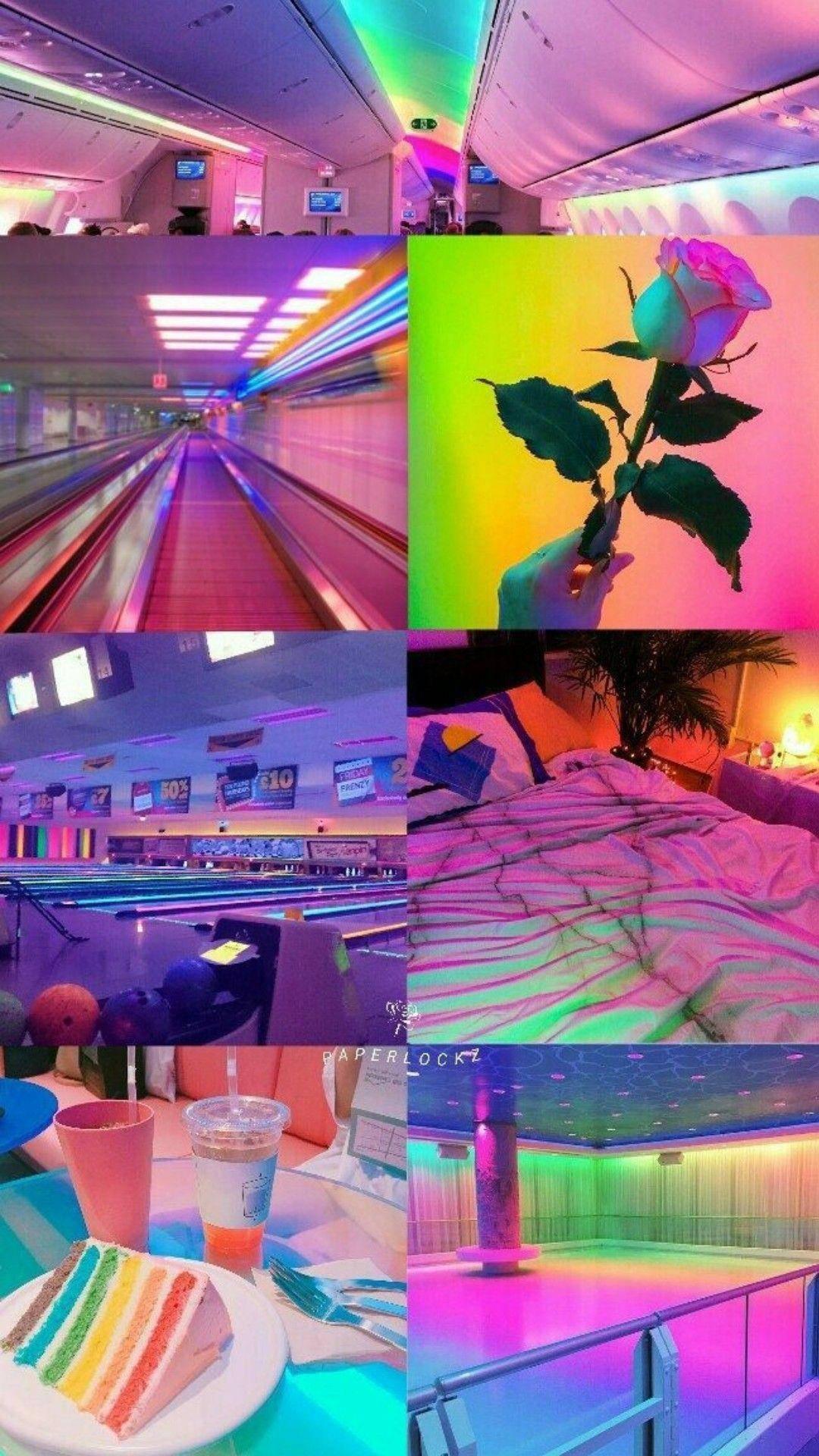 Neon Pink Places Aesthetic Collage — 1080x1920 wallpaper