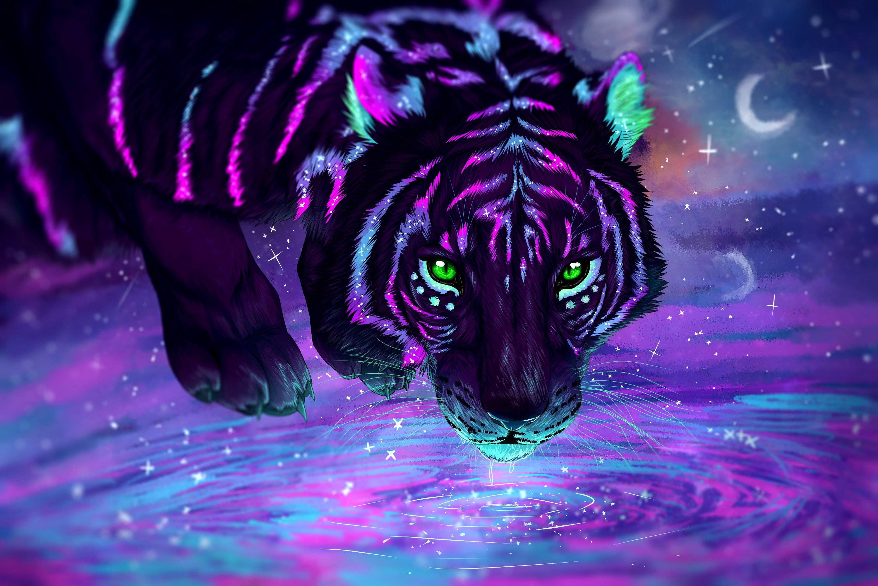 Neon Purple Tiger — 3000x2001 wallpaper