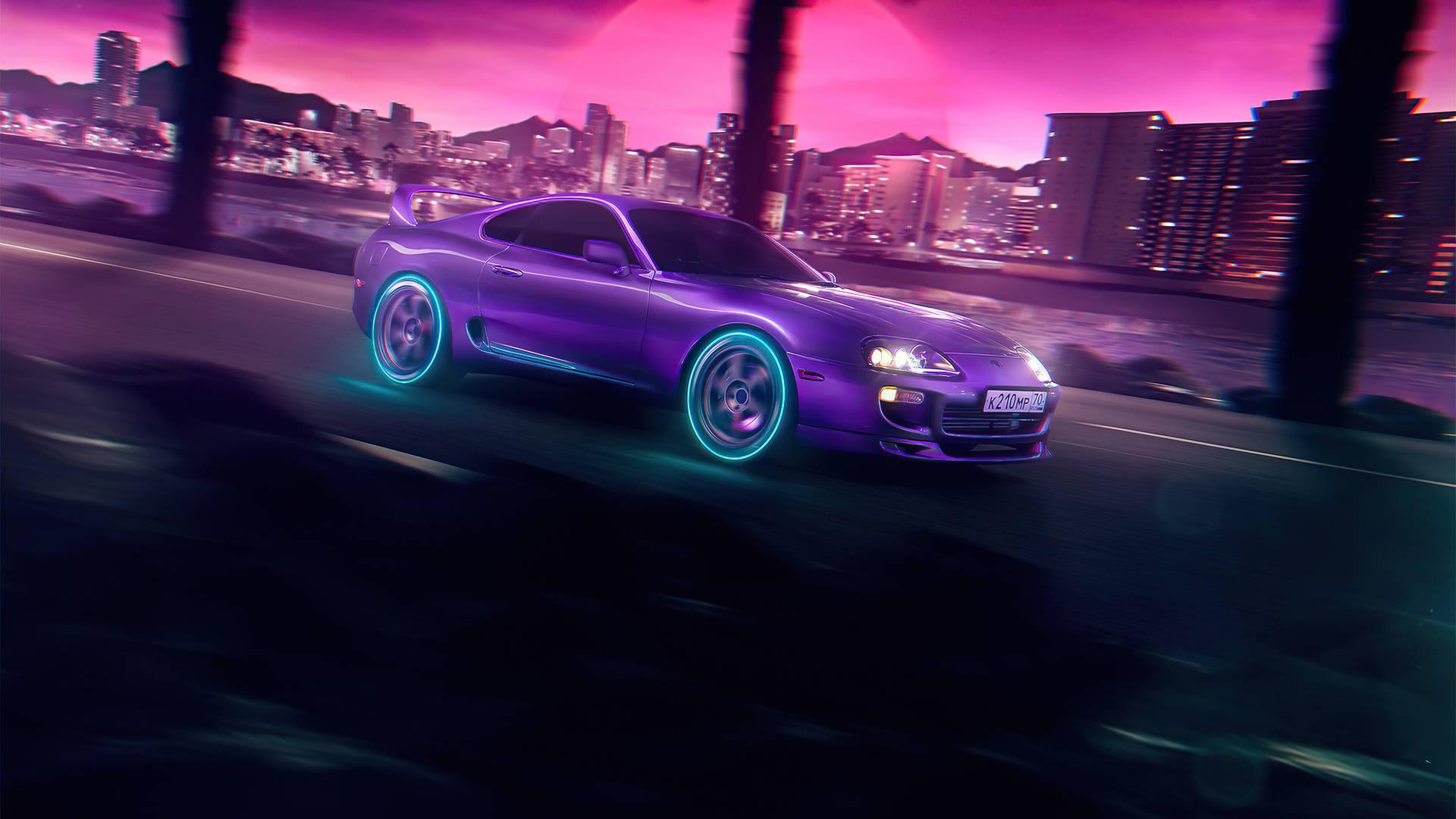 Neon Purple Toyota Supra Car — 1920x1080 wallpaper