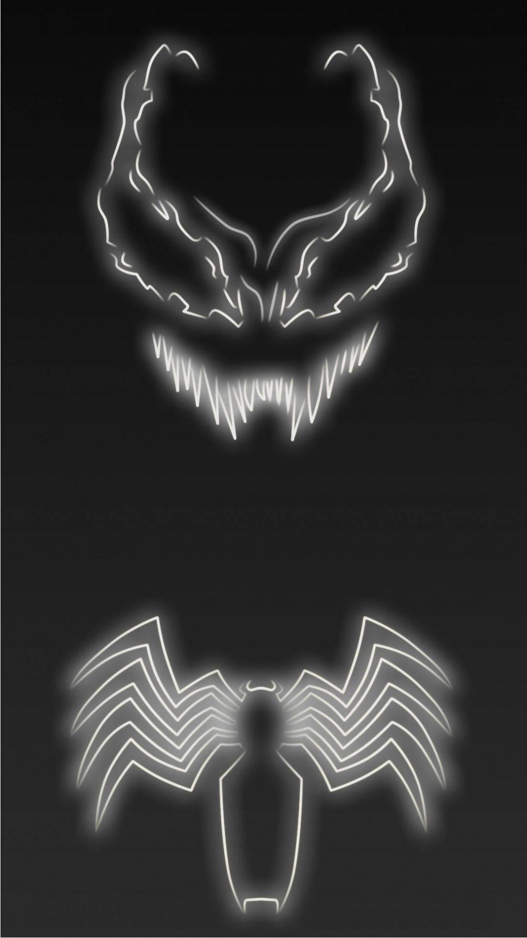 Neon White Venom Logos — 1080x1920 wallpaper