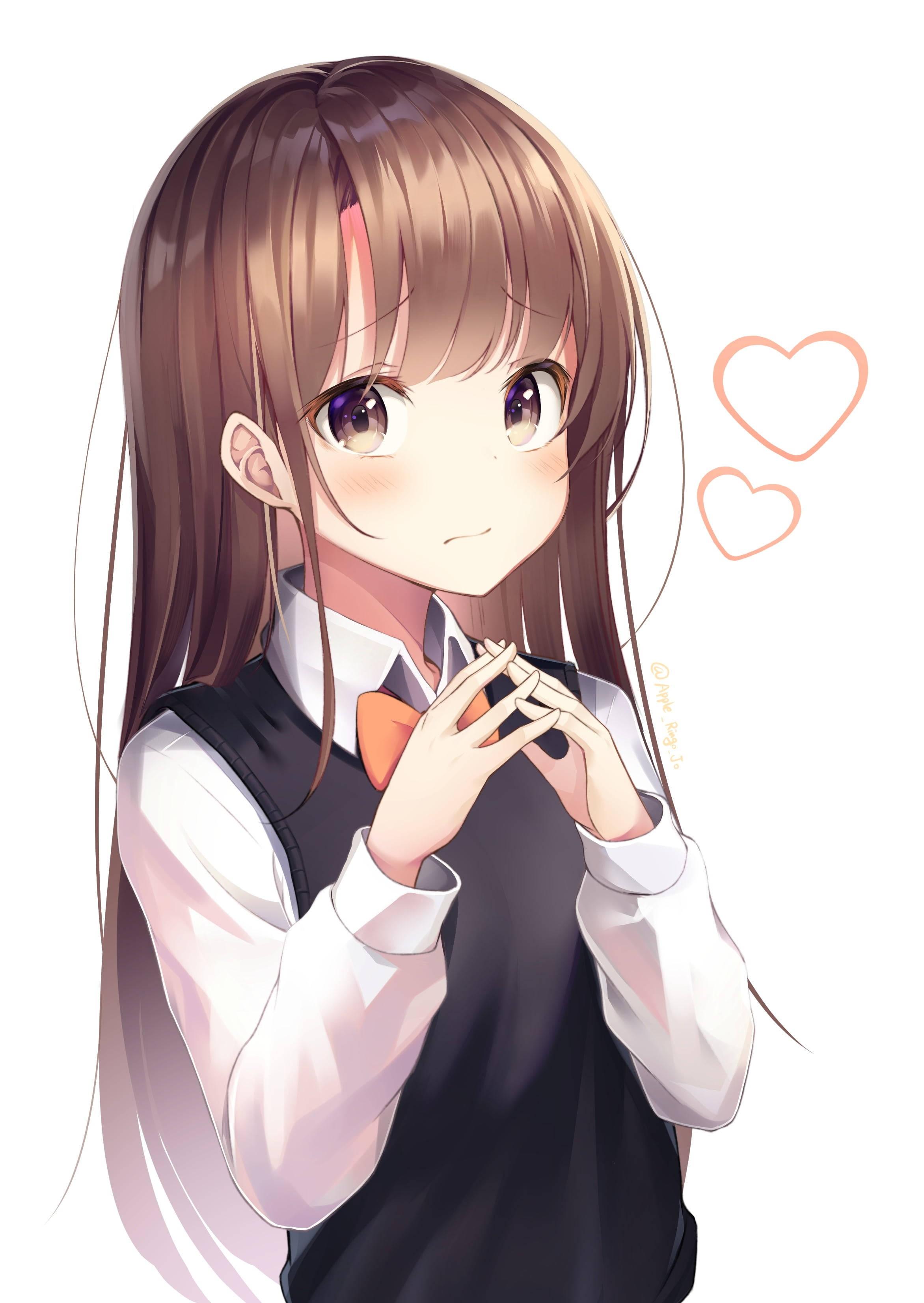 Nervous Cute Anime Girl iPhone — 2344x3304 wallpaper