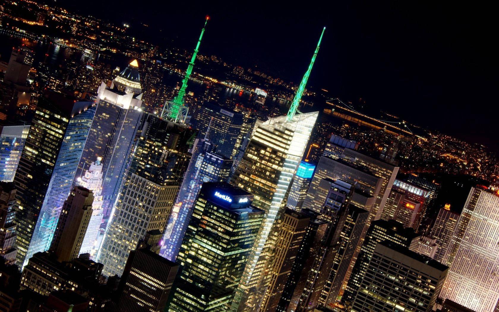 New York City Night Skyscrapers — 1680x1050 wallpaper