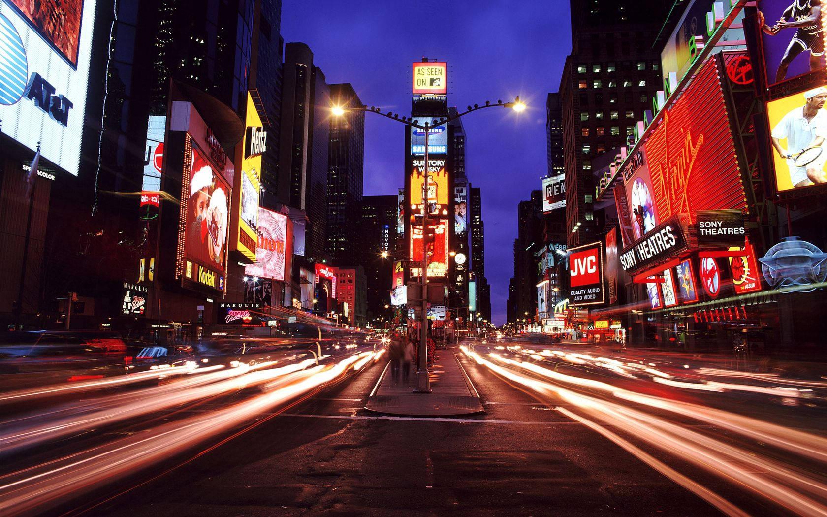 New York City Red Time Square — 1680x1050 wallpaper