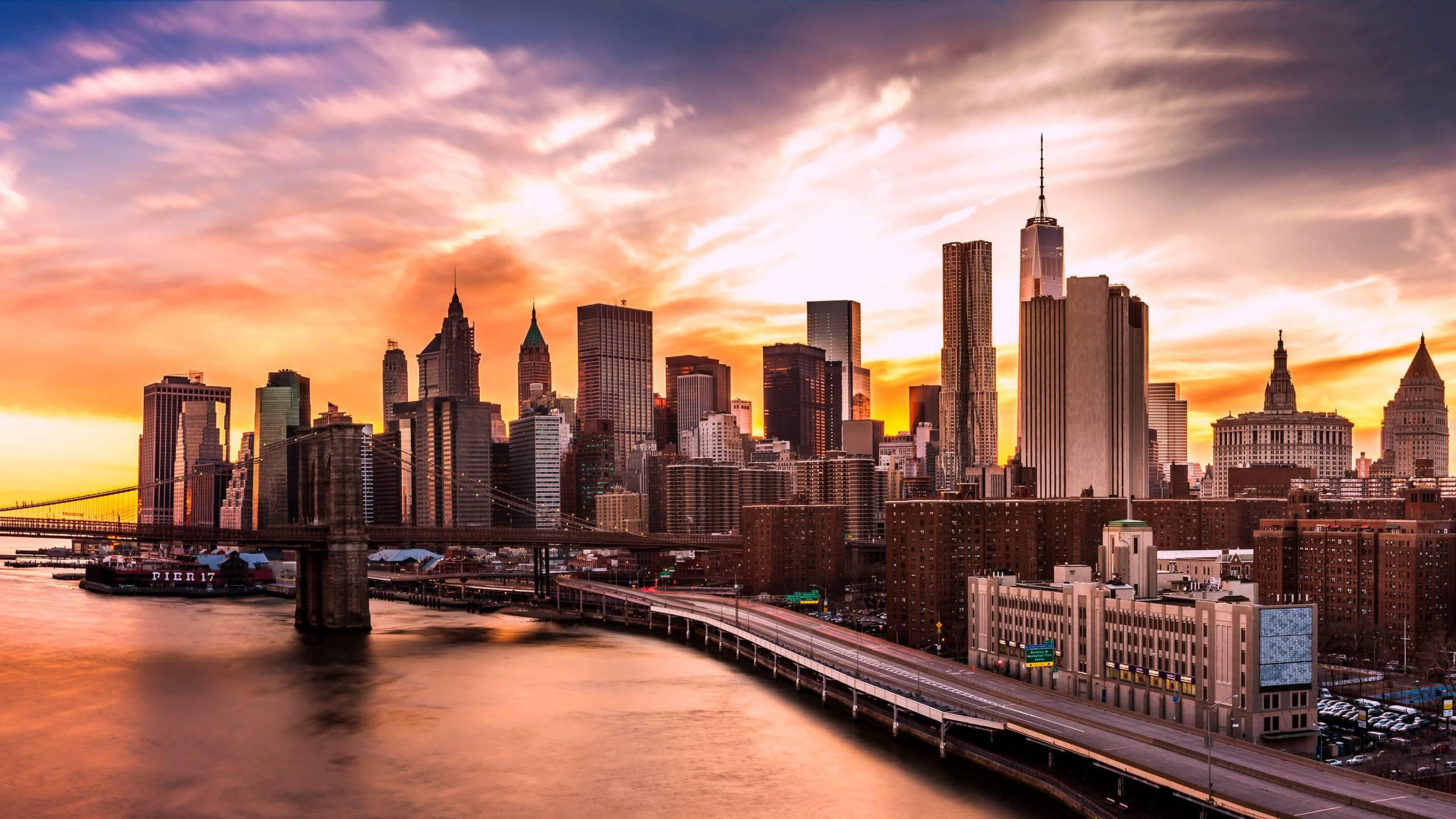New York City Skyline Sunset — 2500x1406 wallpaper