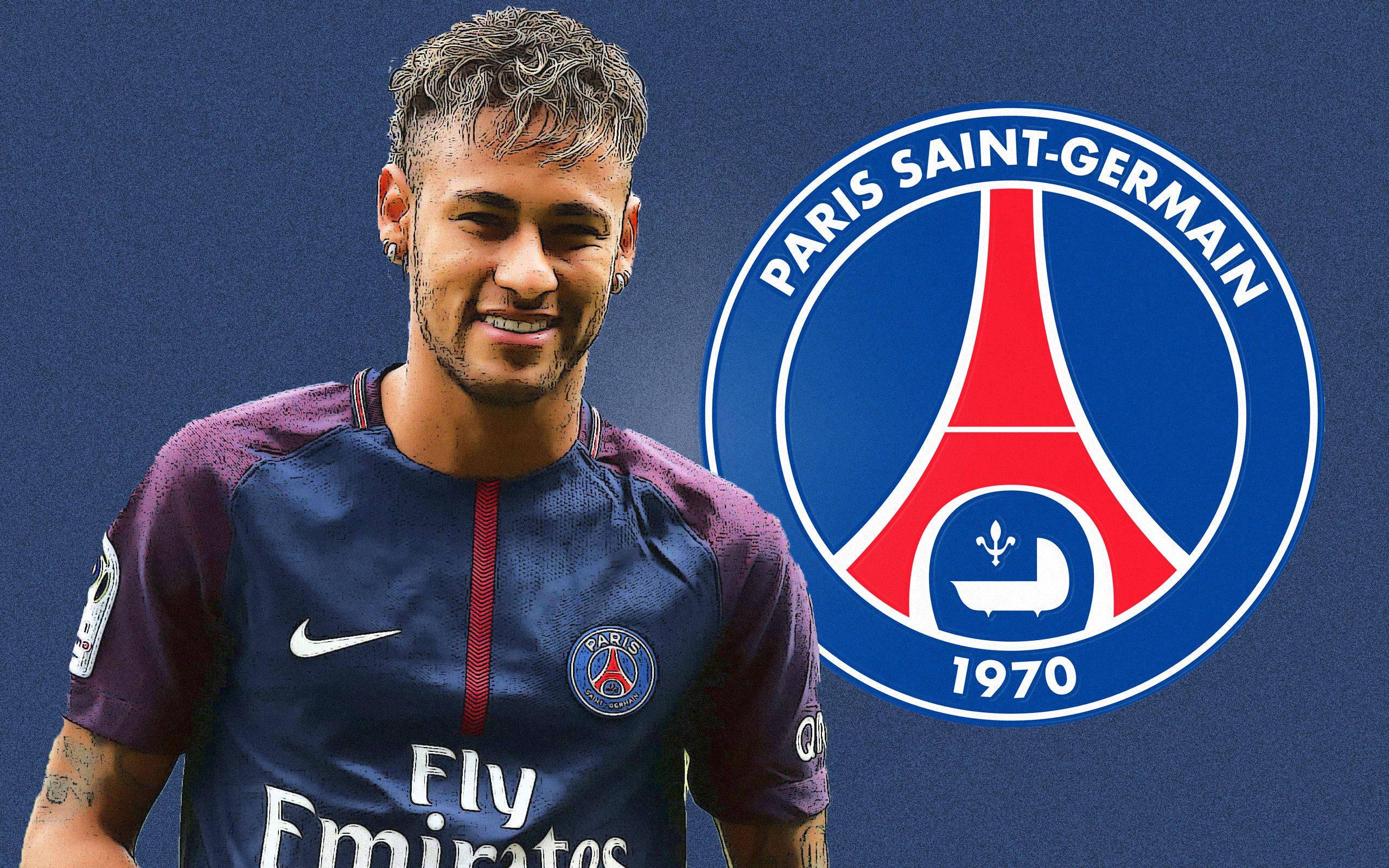 Neymar celebrates with Paris Saint-Germain logo. — 2560x1600 wallpaper