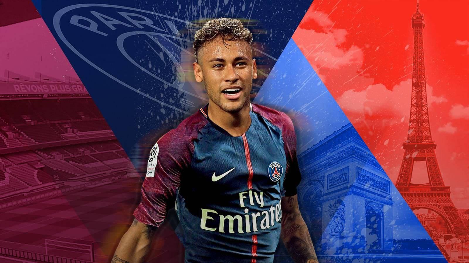 Neymar in a vibrant geometric backdrop — 1600x900 wallpaper
