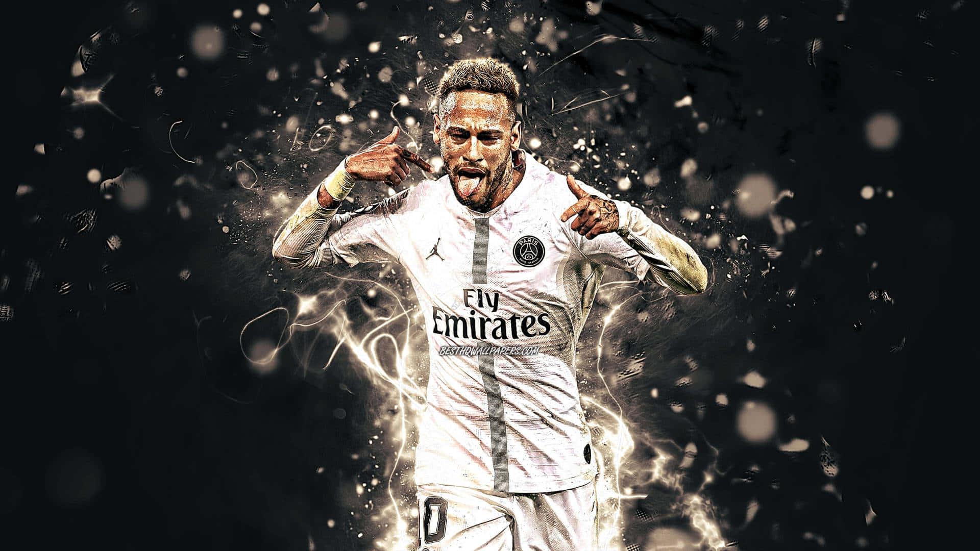 Neymar Jr. kicks the ball during a match — 1920x1080 wallpaper
