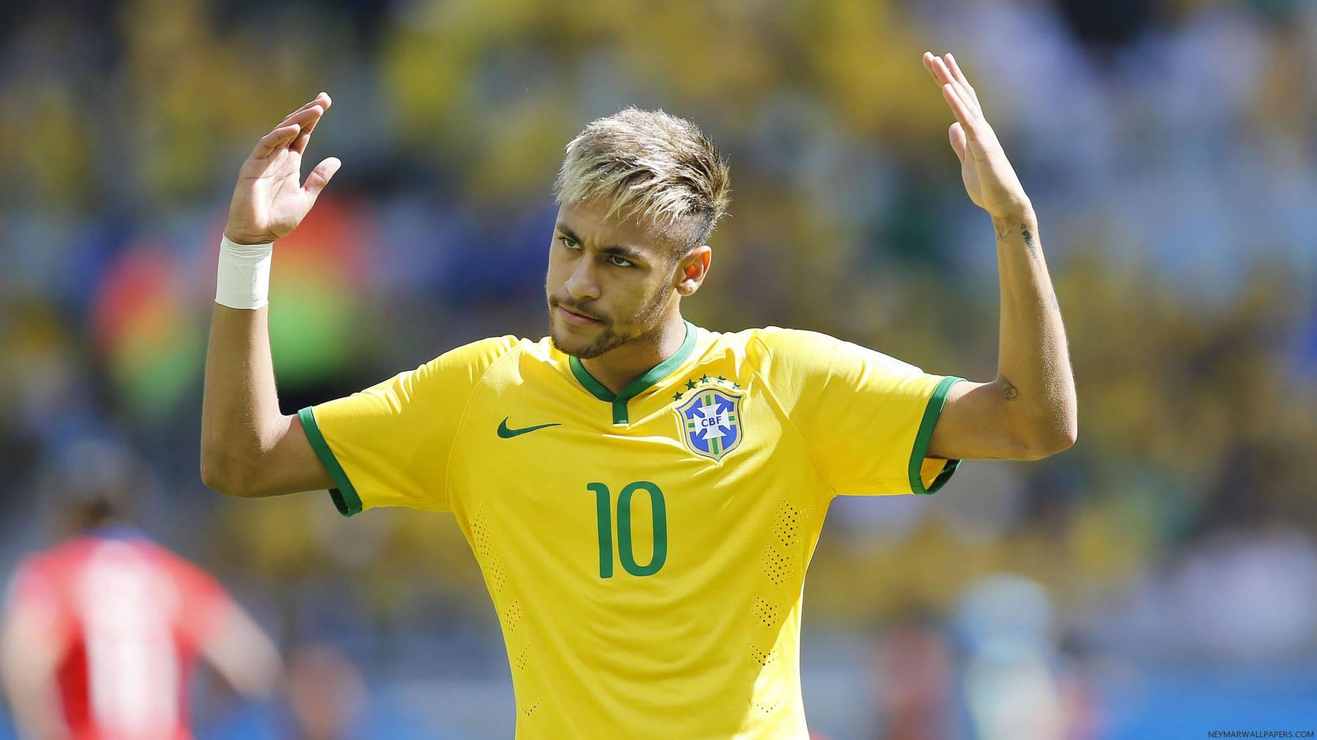 Neymar Jr showing off his signature Brazilian No. 10 uniform — 1920x1080 wallpaper