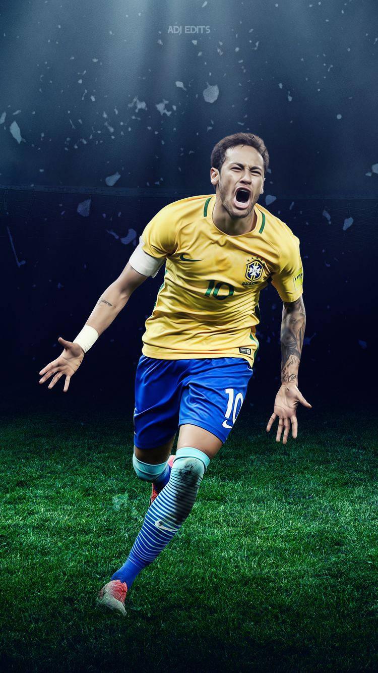 Neymar spills on the pitch, dribbling through defenders. — 750x1334 wallpaper