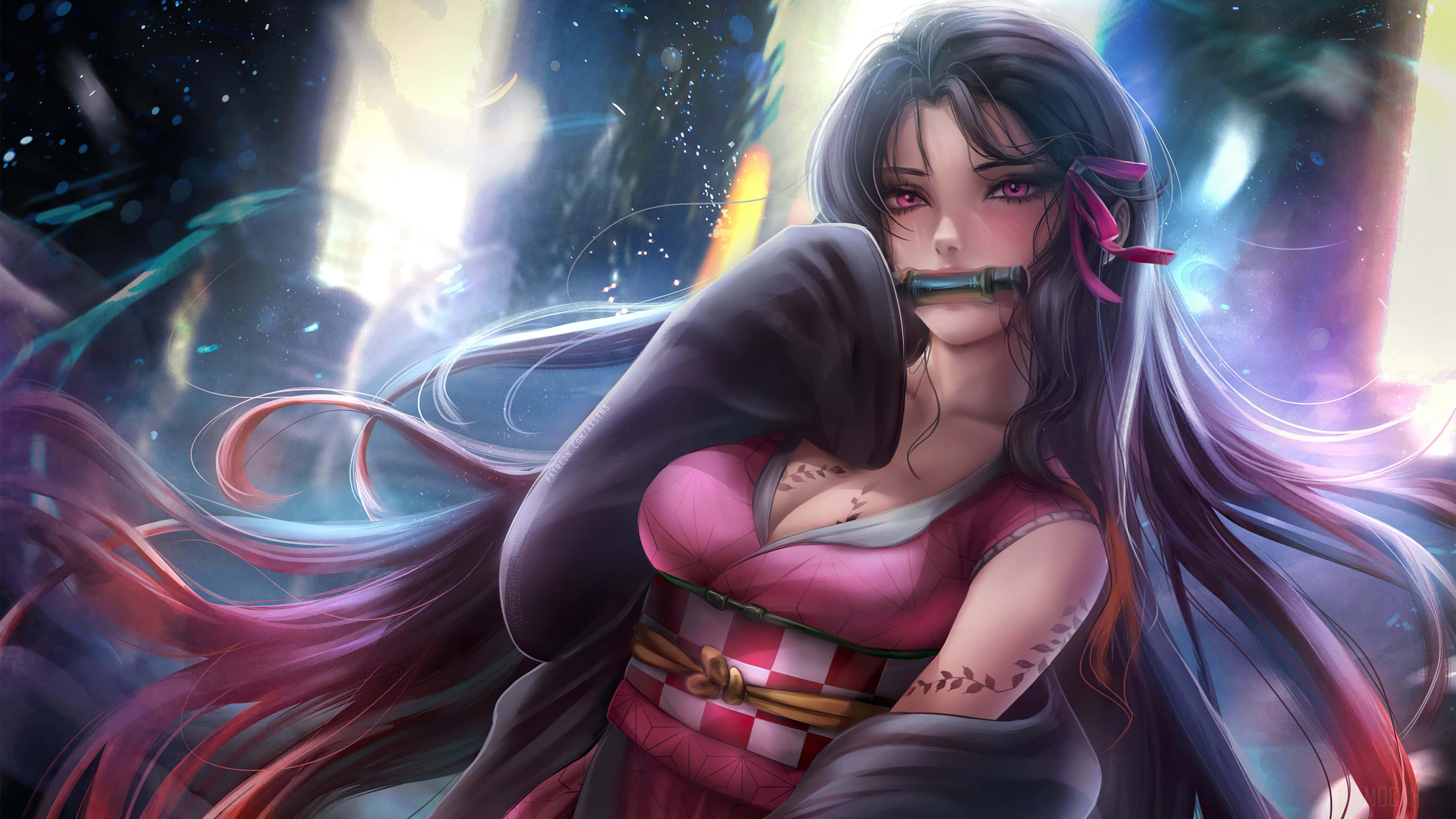Nezuko, determined and focused on her destiny — 3840x2160 wallpaper