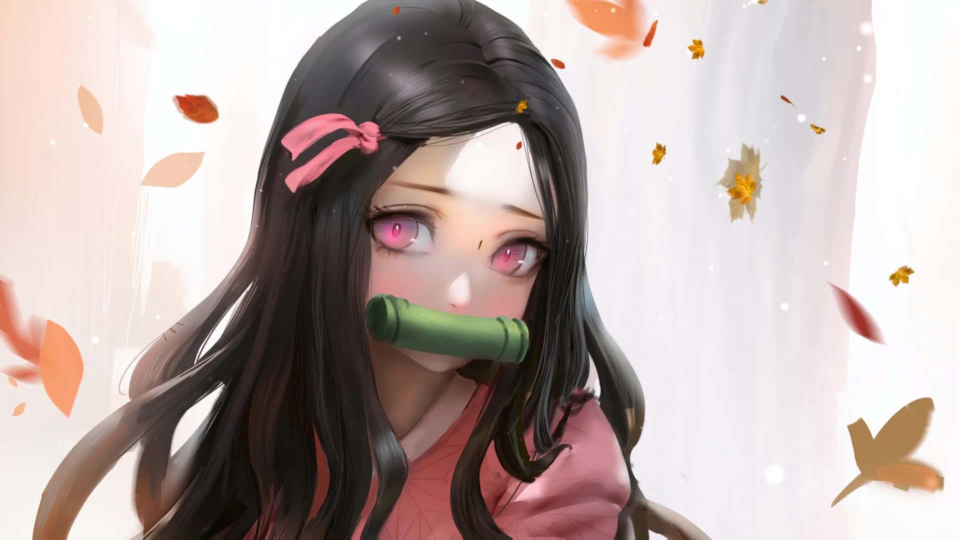Nezuko in her iconic Demon Slayer attire — 1920x1080 wallpaper