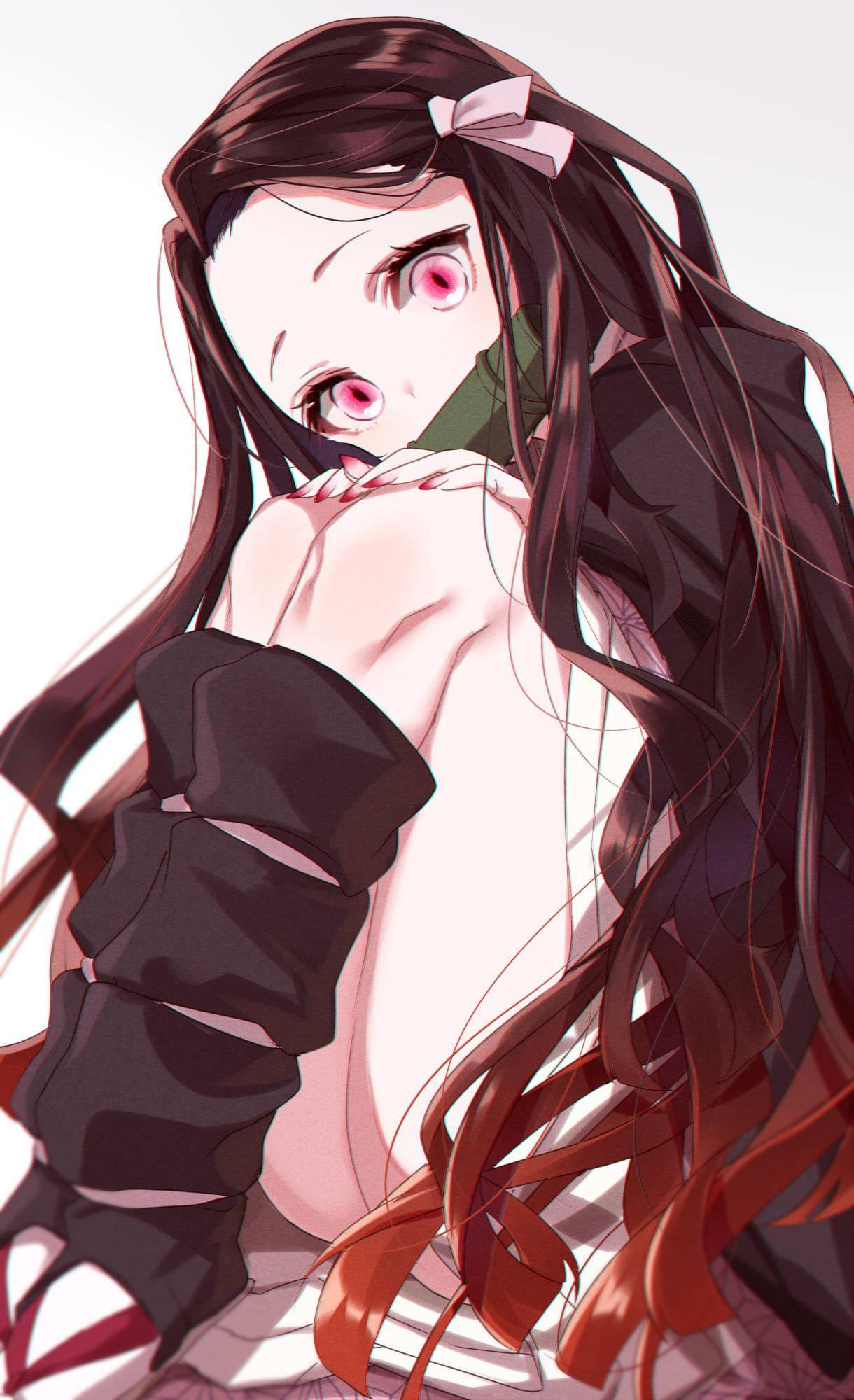 Nezuko Kamado, standing alone and determined — 1220x2000 wallpaper