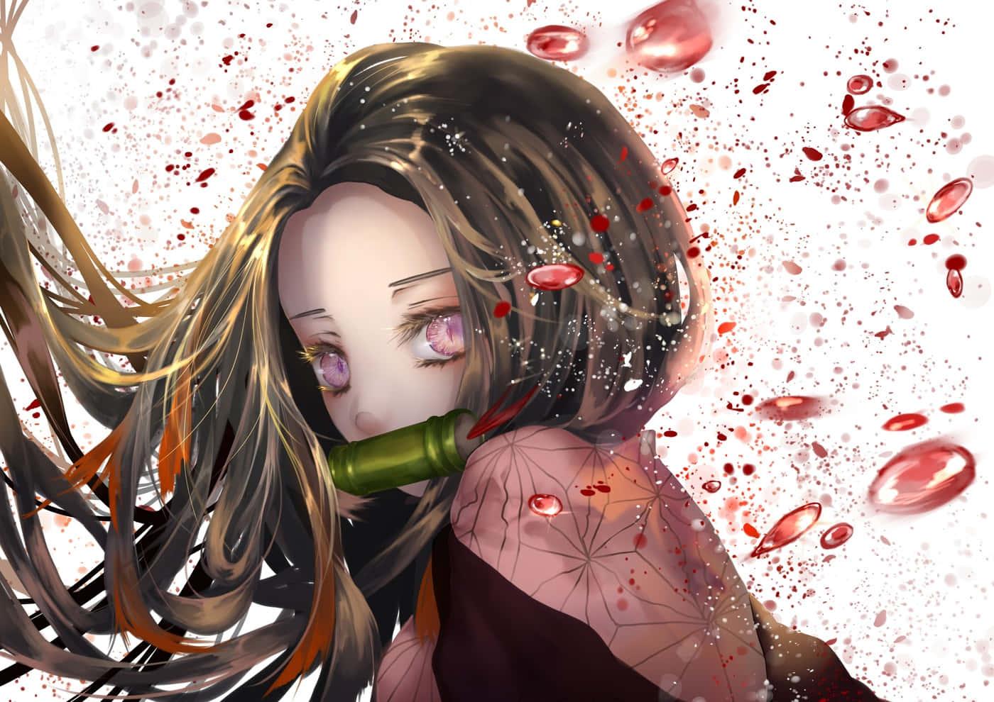 Nezuko Kamado, vampiress and protagonist of the anime Demon Slayer. — 1400x990 wallpaper