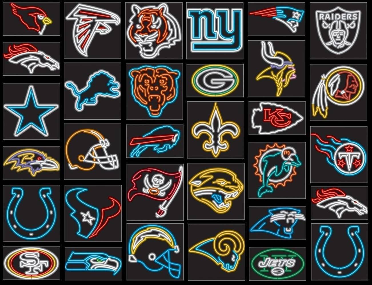 NFL Glowing Team Logos — 1302x998 wallpaper