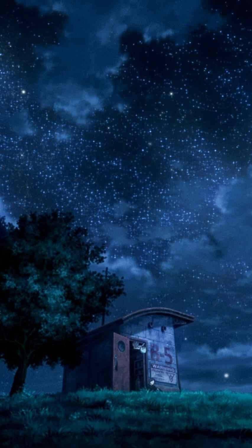 Night Sky Anime Scenery — 853x1517 wallpaper