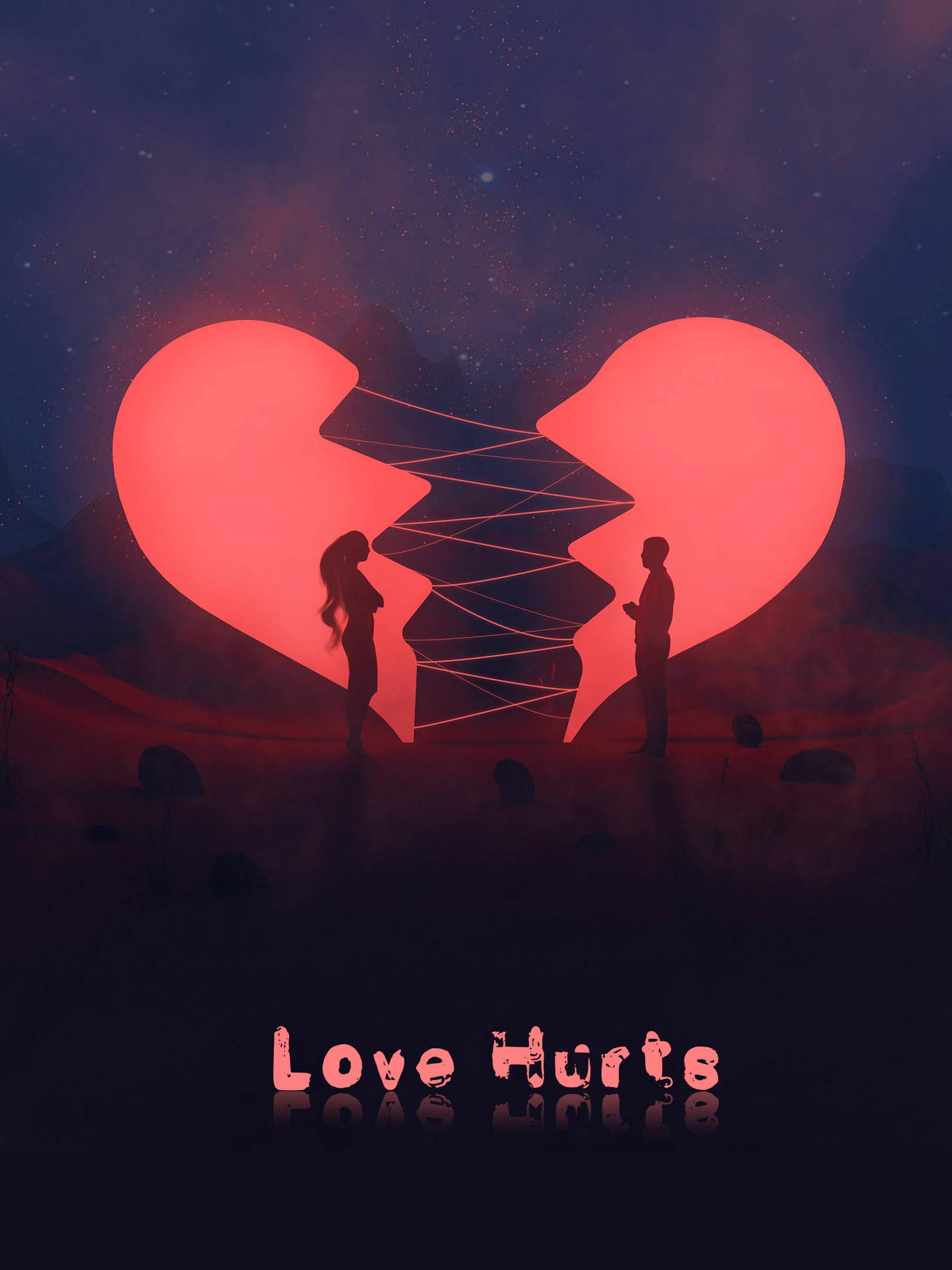 No Love Couple With Broken Heart — 1620x2160 wallpaper