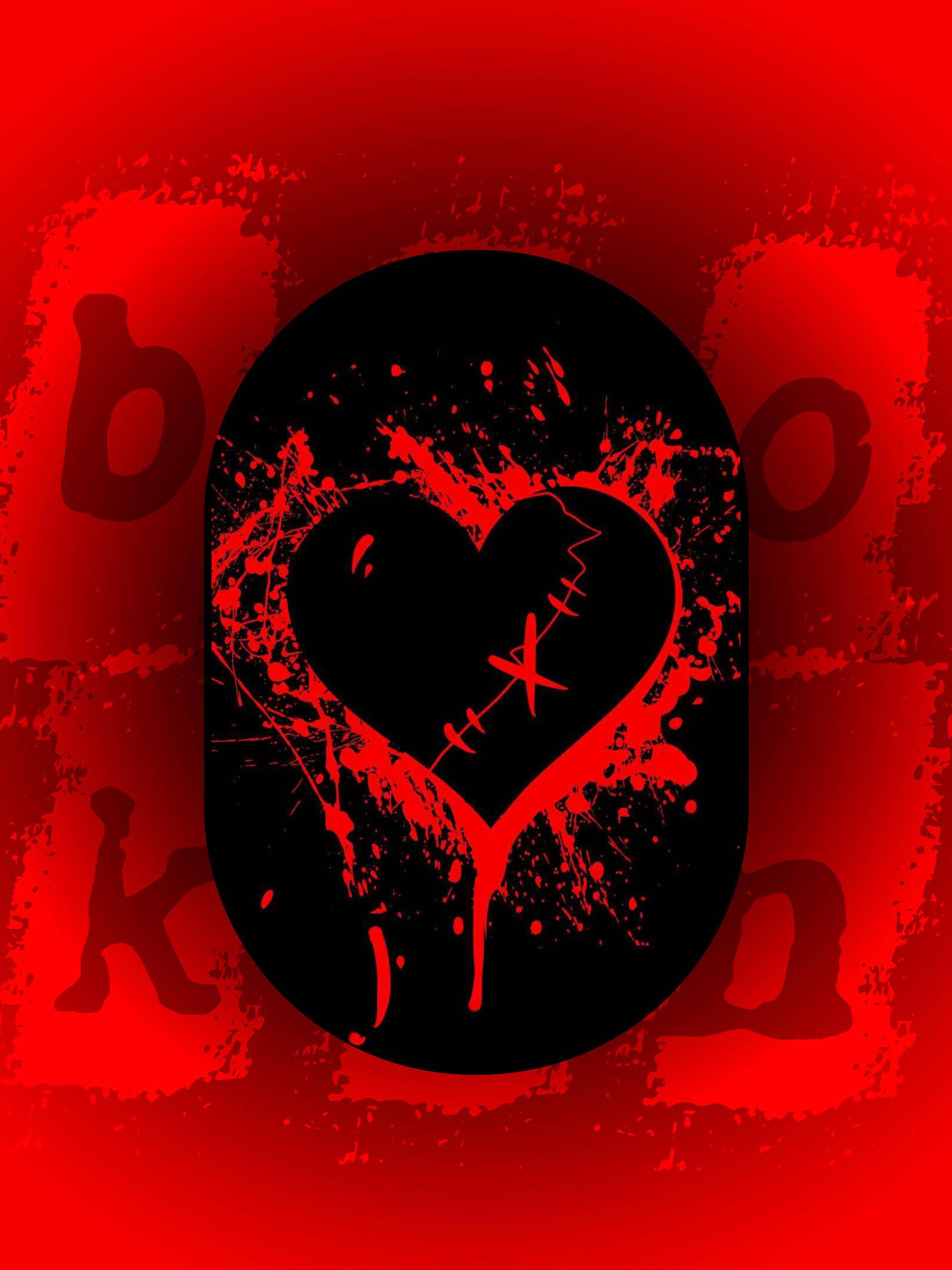 No Love Heart With Red Stitches — 1620x2160 wallpaper