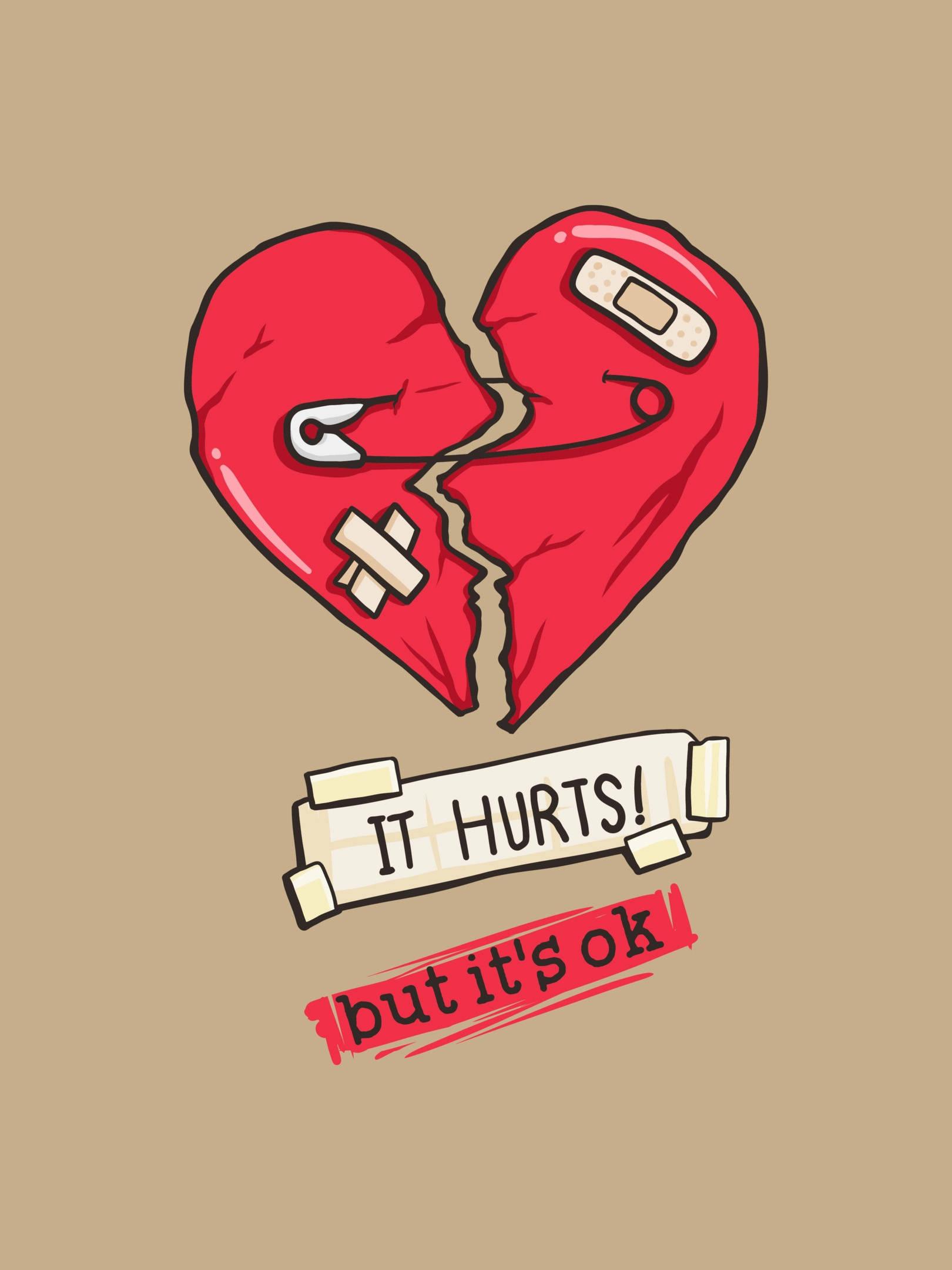 No Love Heart With Safety Pin — 1620x2160 wallpaper