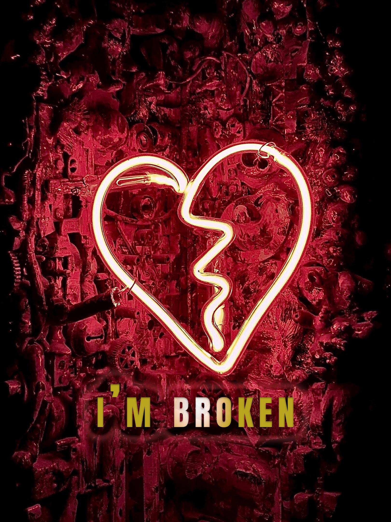 No Love Neon Light Broken Heart — 1620x2160 wallpaper