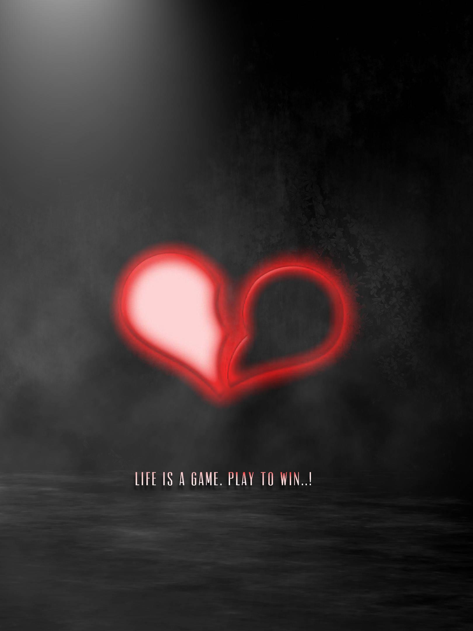 No Love Neon Red Broken Heart — 1620x2160 wallpaper