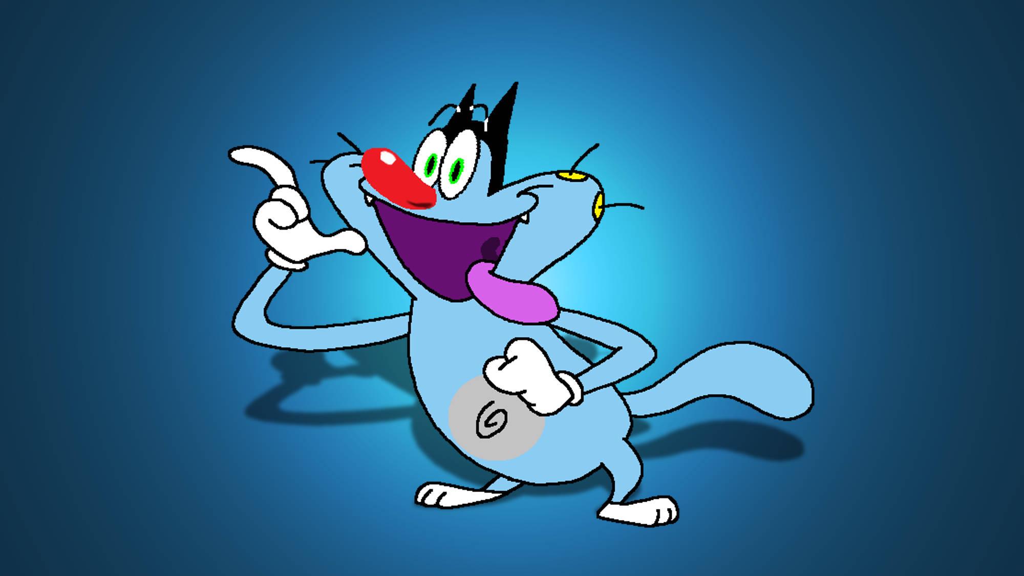 Oggy And The Cockroaches Blue Artwork — 2000x1125 wallpaper
