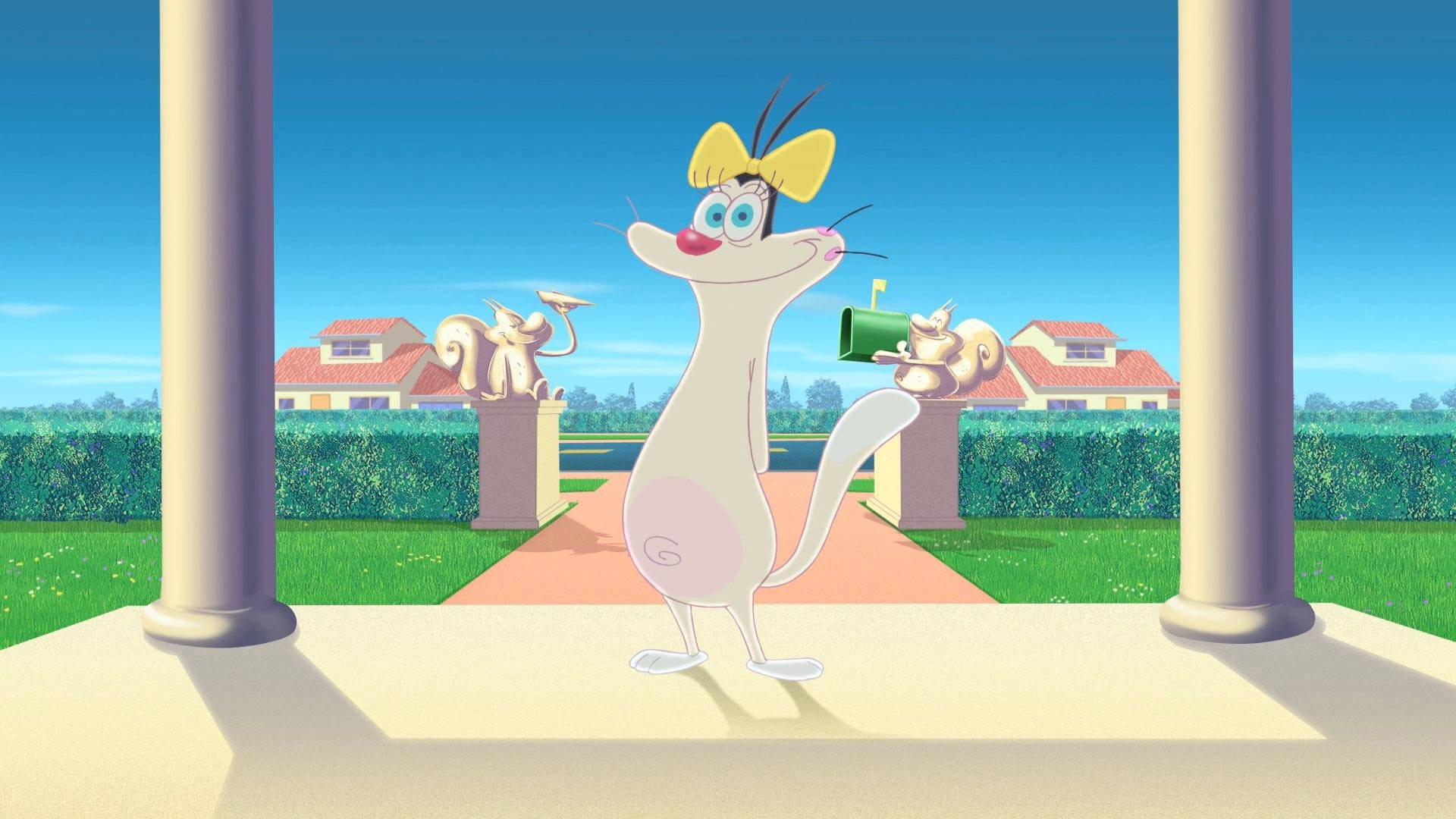 Olivia Outside House Oggy And The Cockroaches — 1920x1080 wallpaper