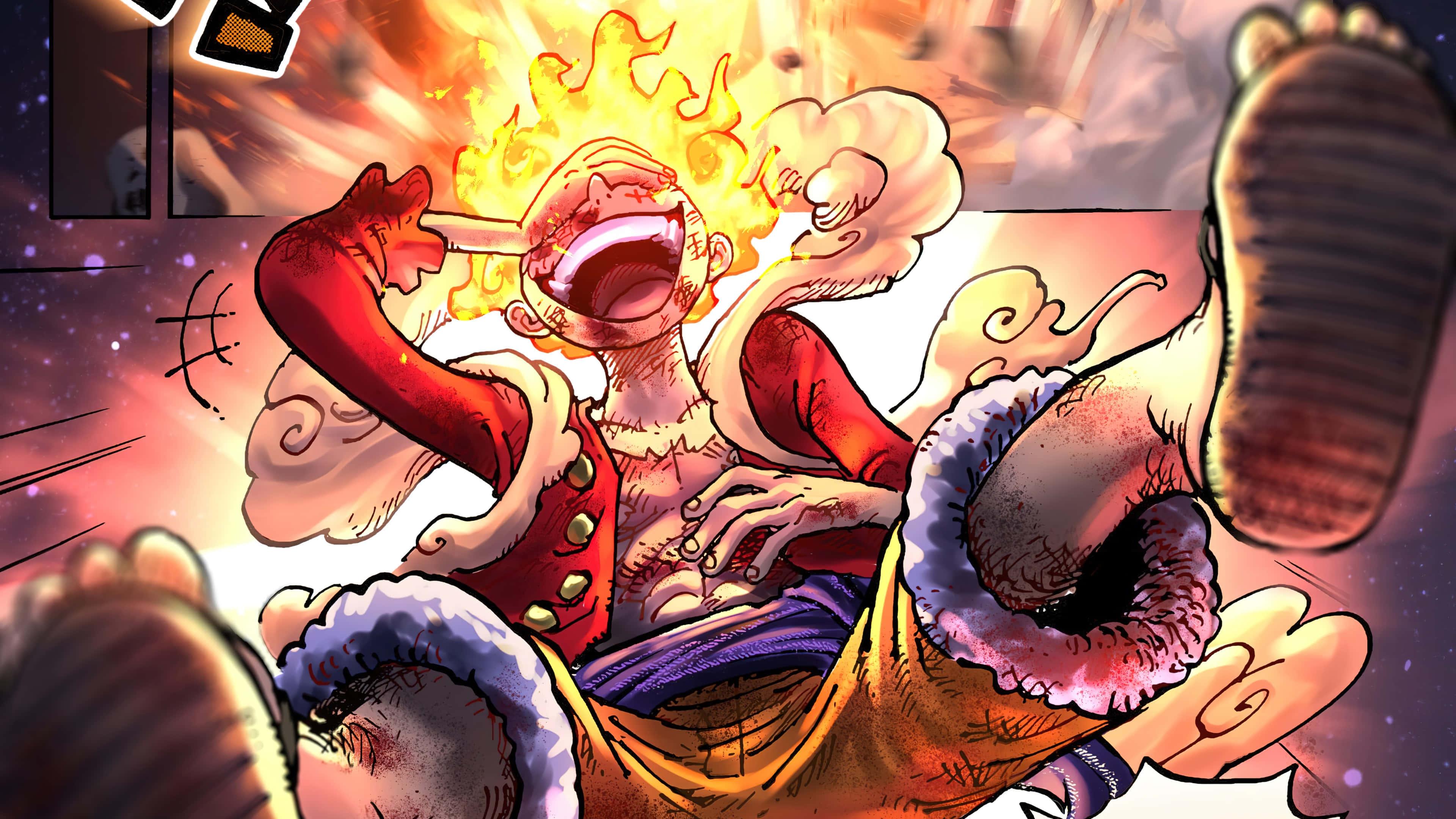 one piece - a comic with a character in the air — 3840x2160 wallpaper