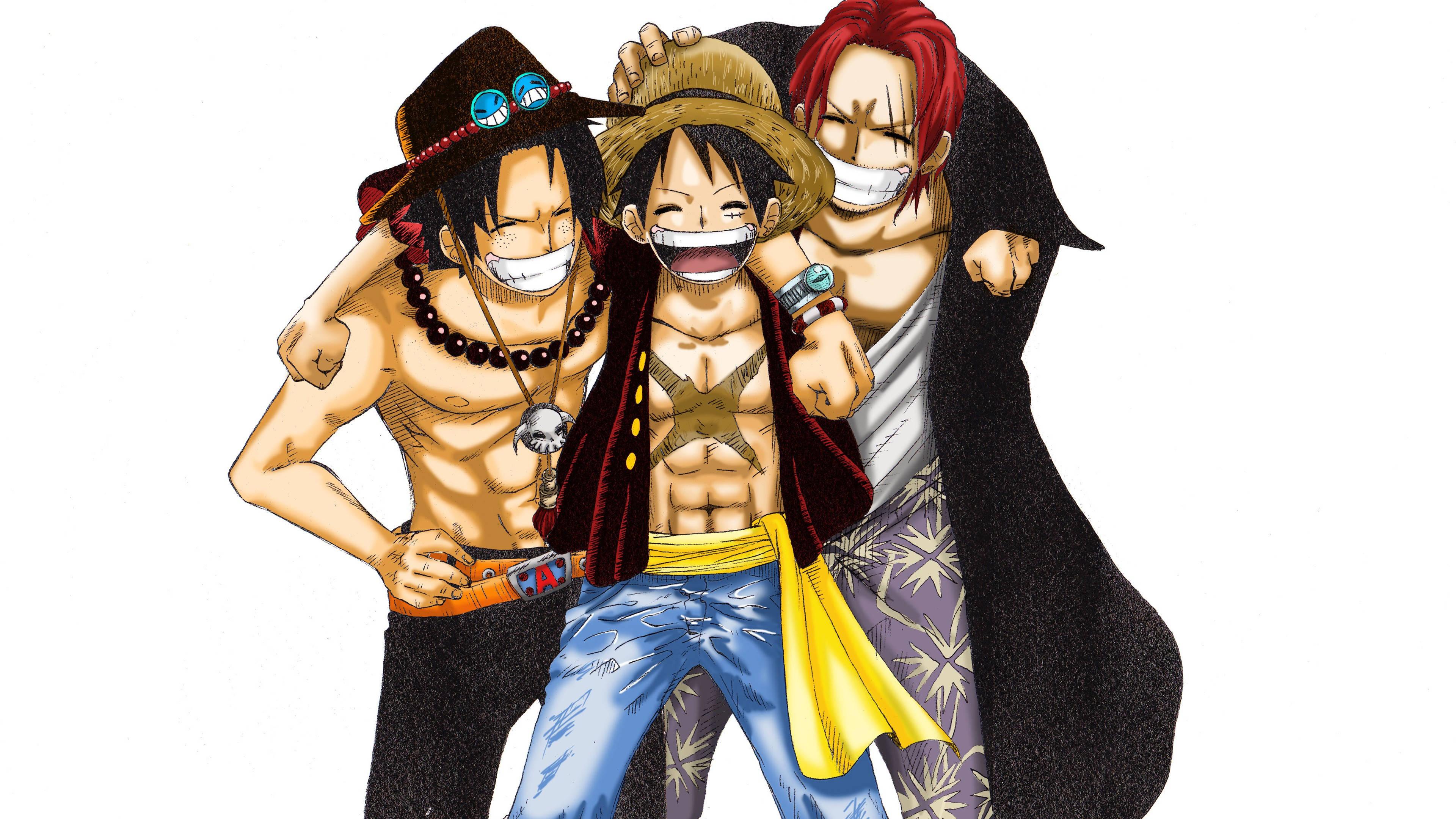 One Piece Desktop Luffy Shanks Ace — 3840x2160 wallpaper