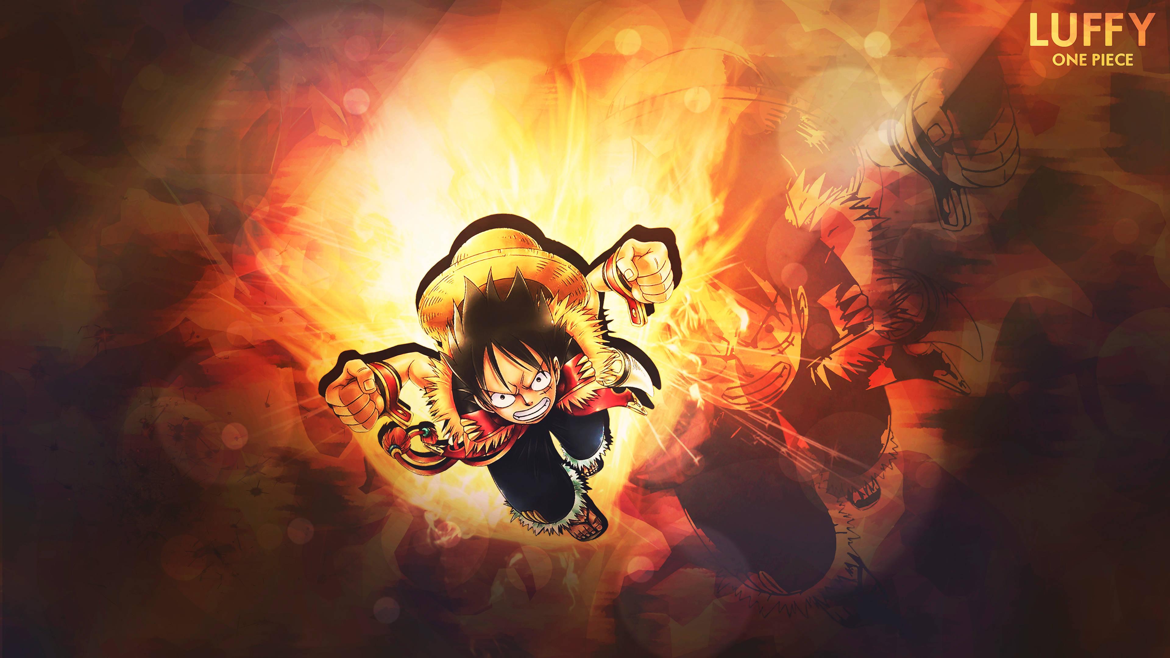 One Piece Luffy Fire Art — 3840x2160 wallpaper