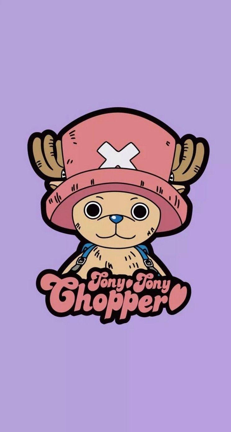 One Piece Phone Chopper On Purple Background — 744x1392 wallpaper