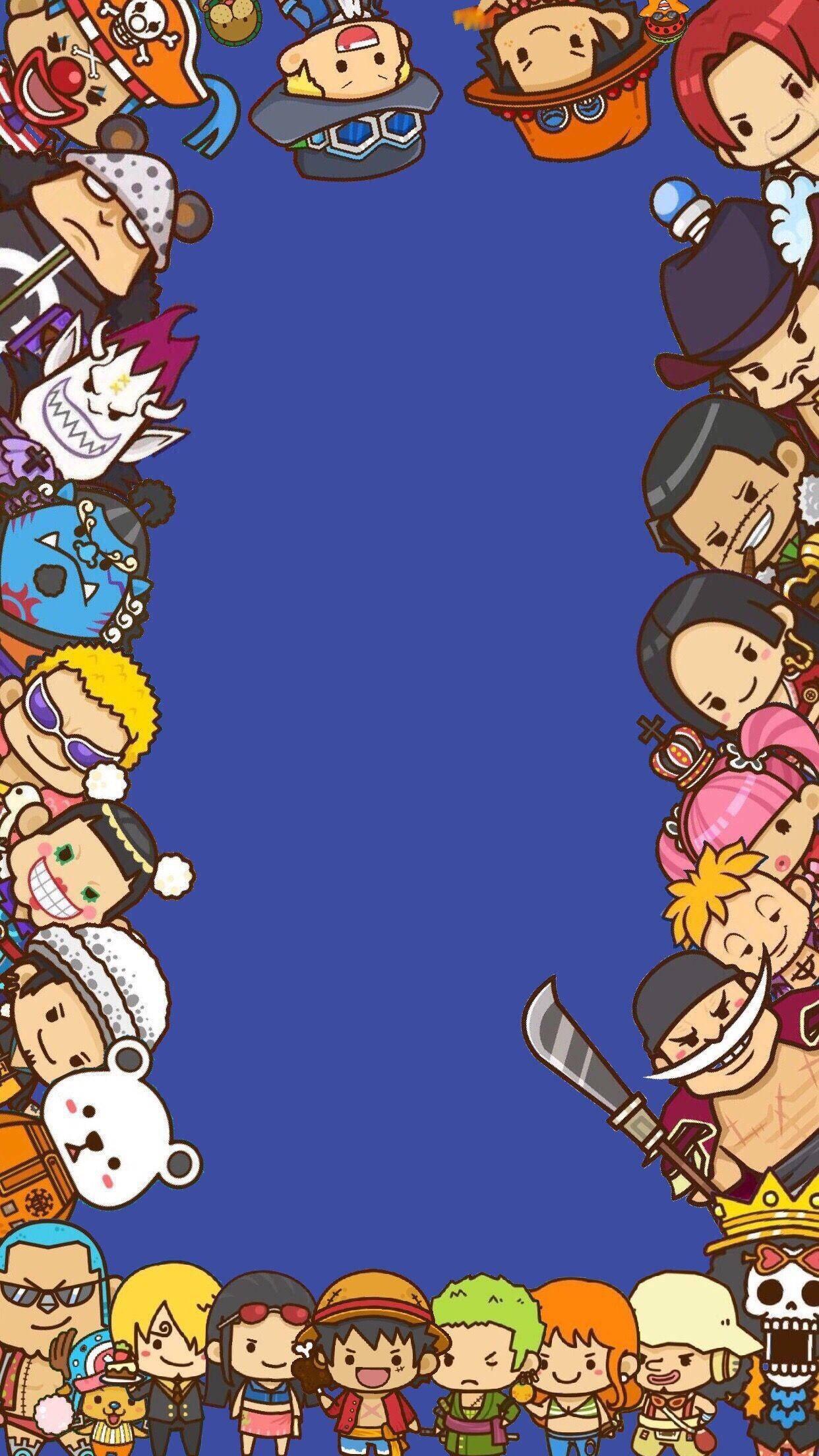 One Piece Phone Cute Characters As Frame — 1242x2208 wallpaper