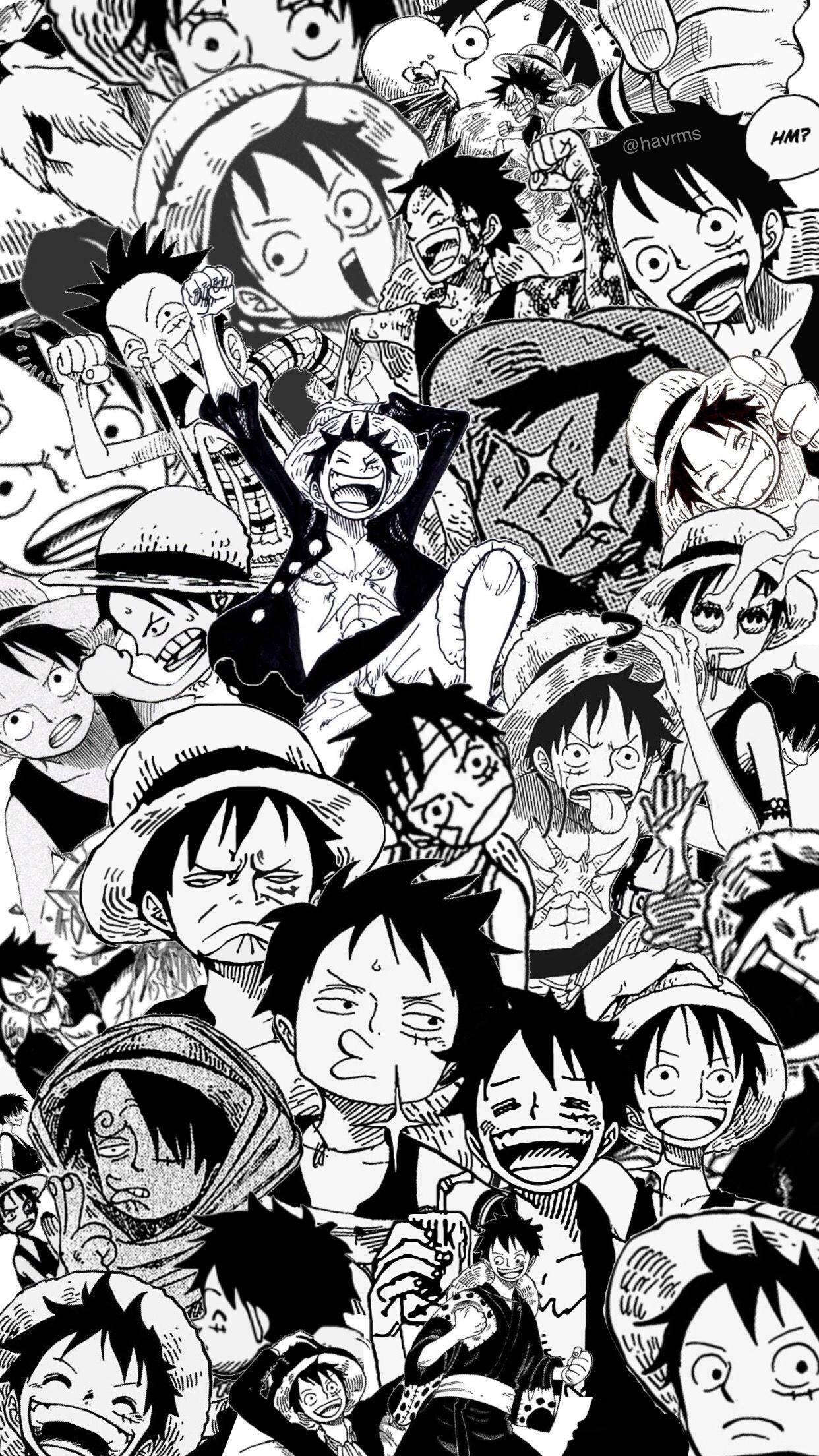 One Piece Phone Luffy Manga Collage — 1242x2208 wallpaper