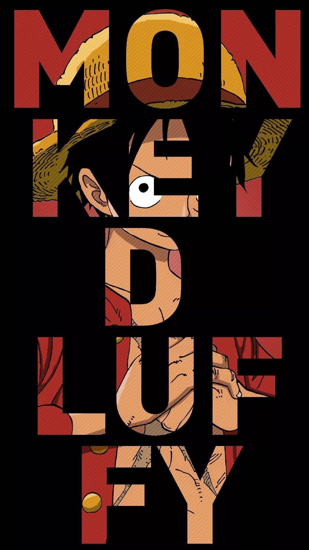 One Piece Phone Luffy Text Art — 1080x1920 wallpaper