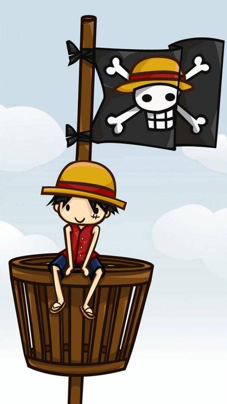 One Piece Phone Luffy With Jolly Roger — 900x1600 wallpaper