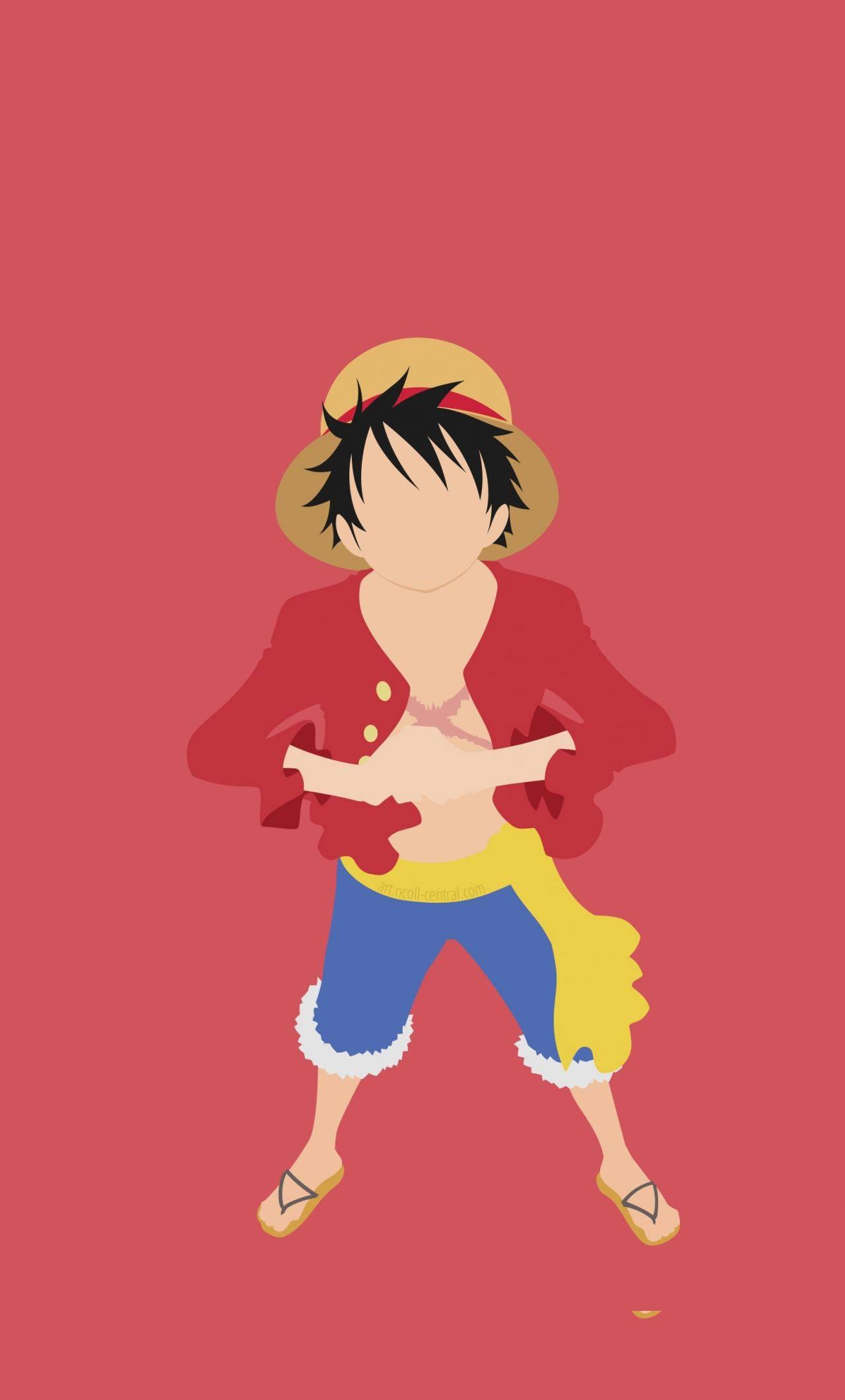 One Piece Phone Minimalist Luffy On Red — 1280x2120 wallpaper