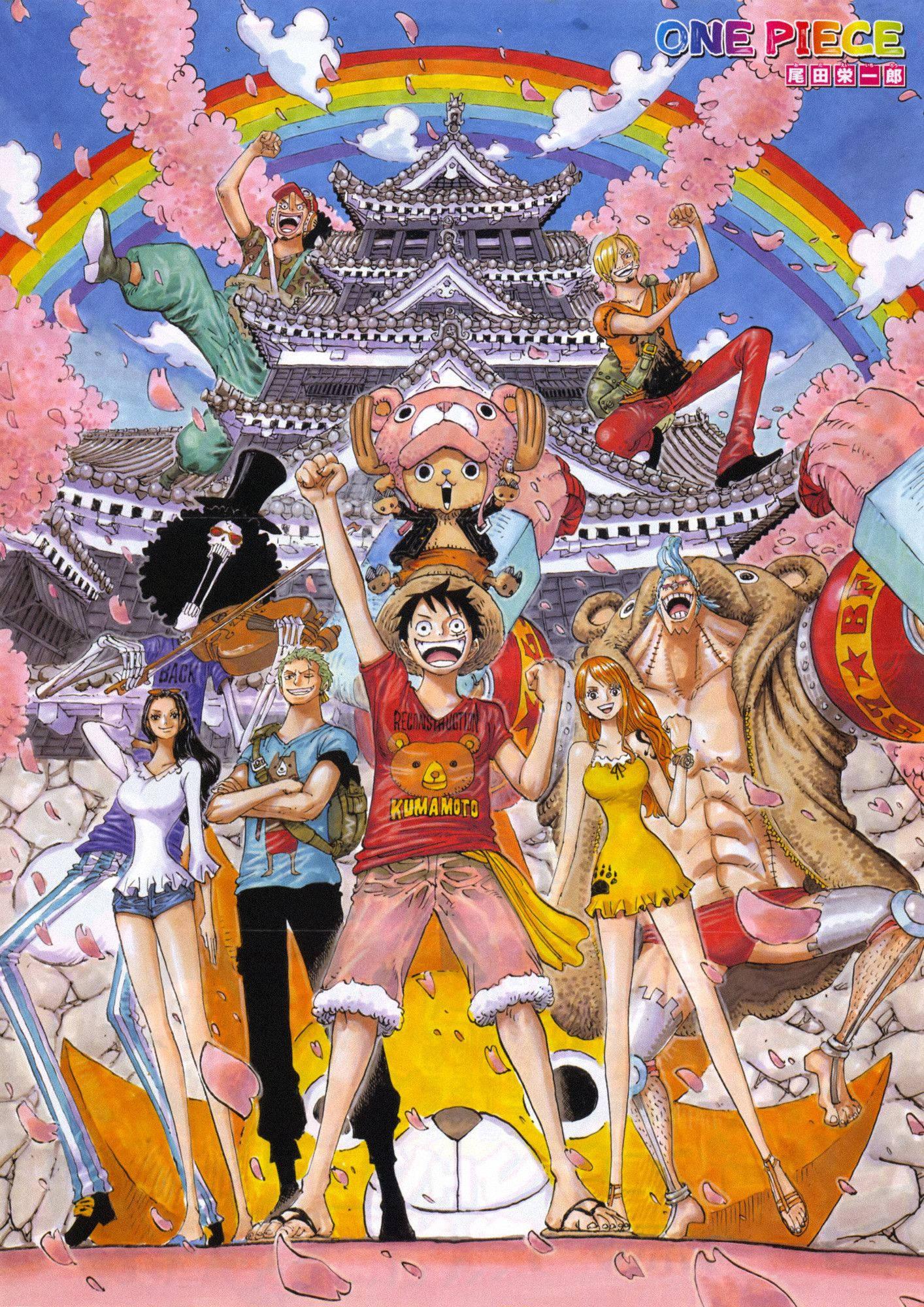 One Piece Phone Straw Hat Pirates With Temple — 1414x2000 wallpaper
