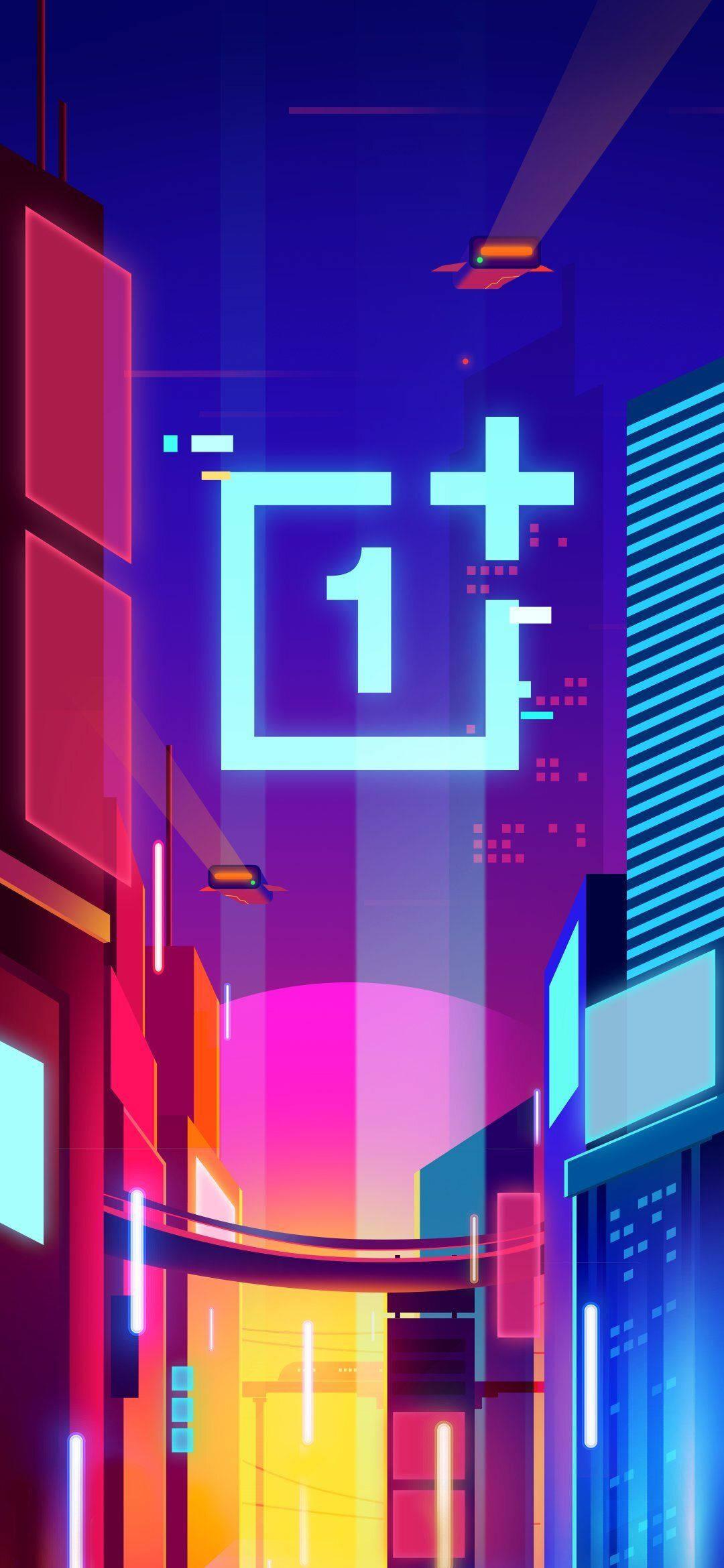 Oneplus City Lights Art — 1080x2340 wallpaper