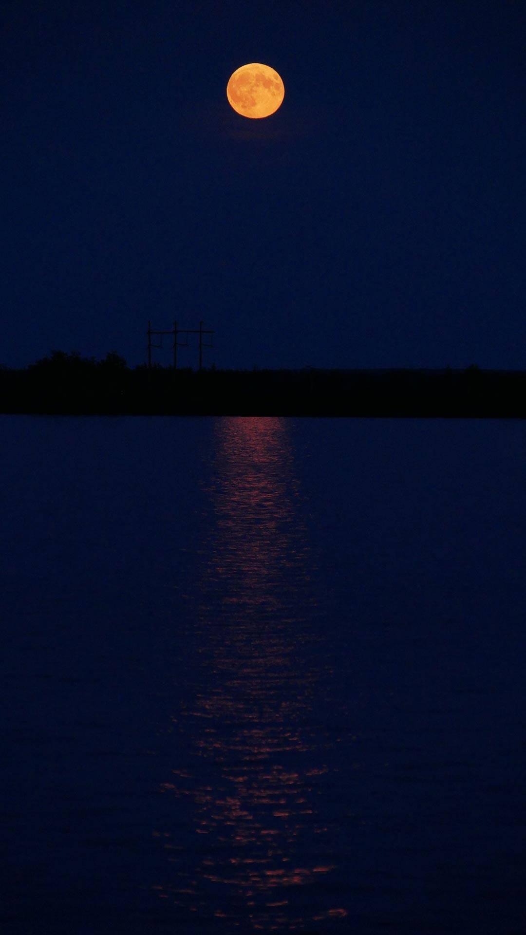 Orange Full Moon iPhone Dark — 1080x1920 wallpaper