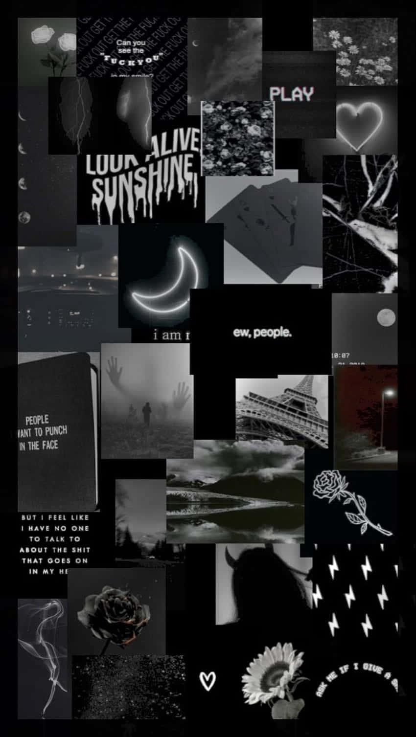 Overlapping Collage Black Aesthetic Background — 850x1507 wallpaper