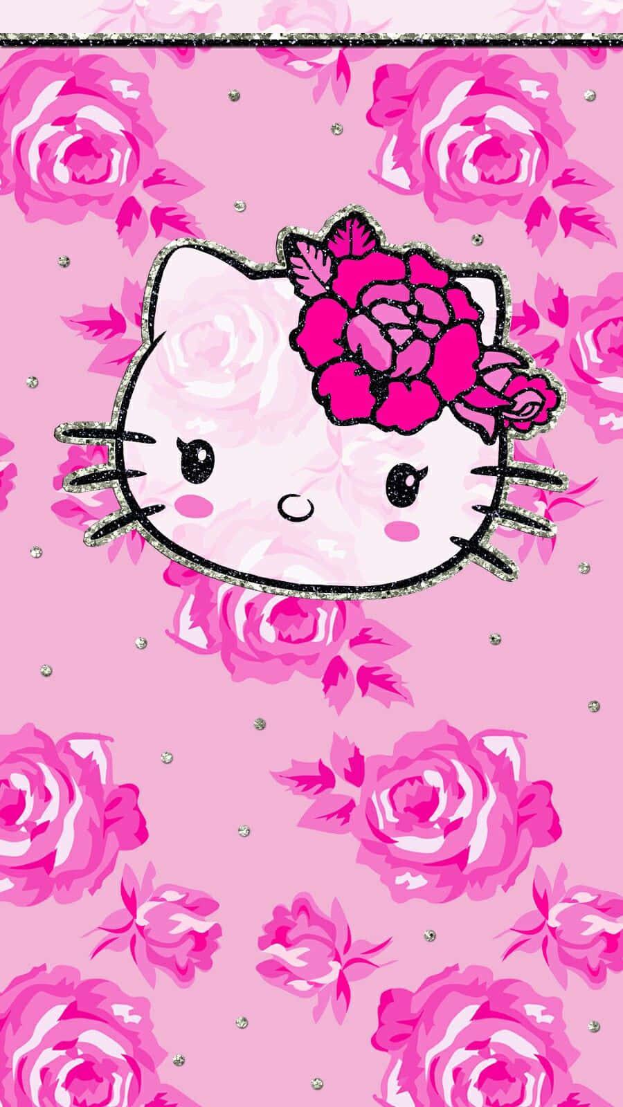 Painted Roses Cute Pink Hello Kitty — 900x1600 wallpaper
