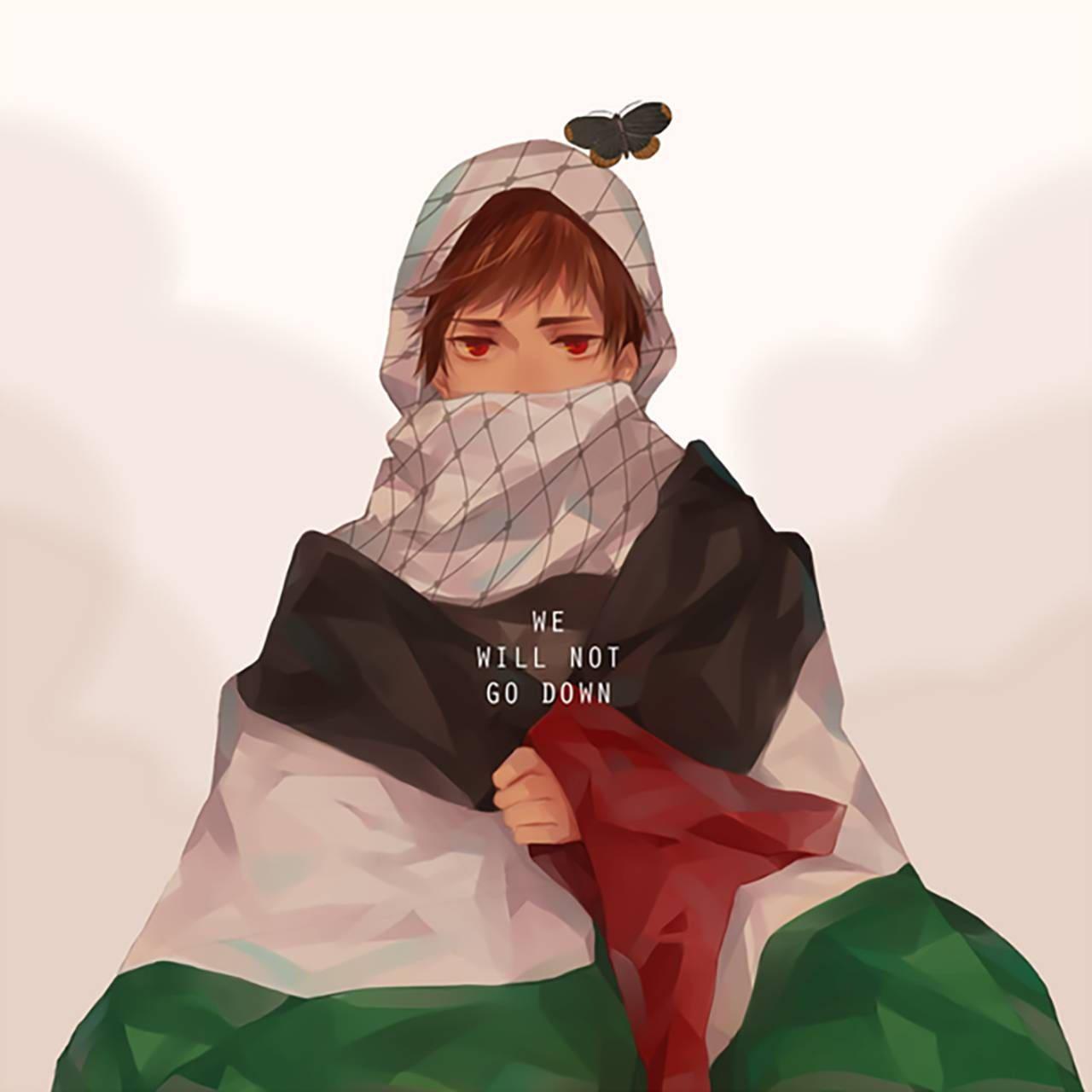 Palestinian Woman Proudly Draped in National Flag — 1280x1280 wallpaper