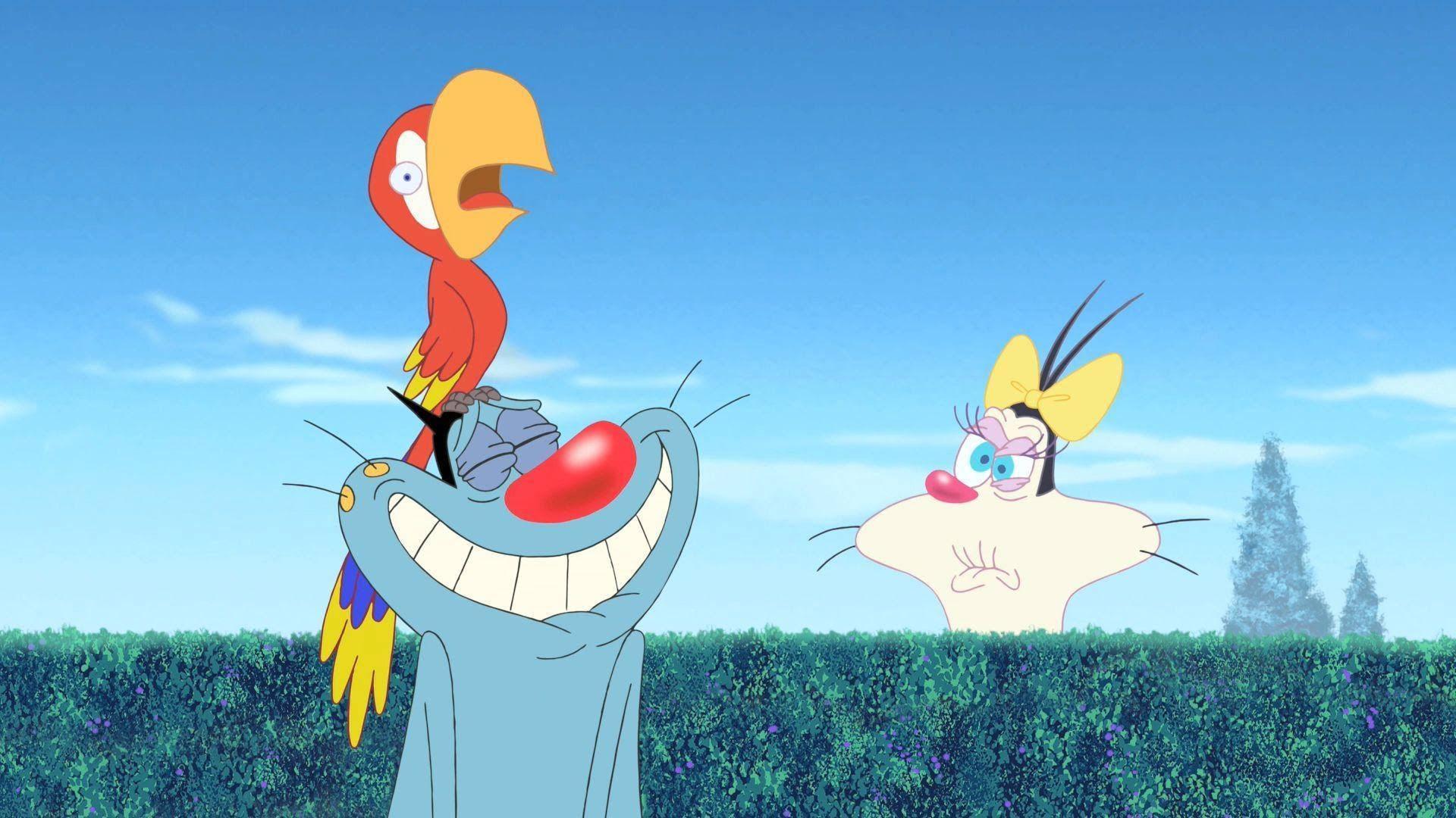 Parrot With Oggy And The Cockroaches — 1920x1080 wallpaper